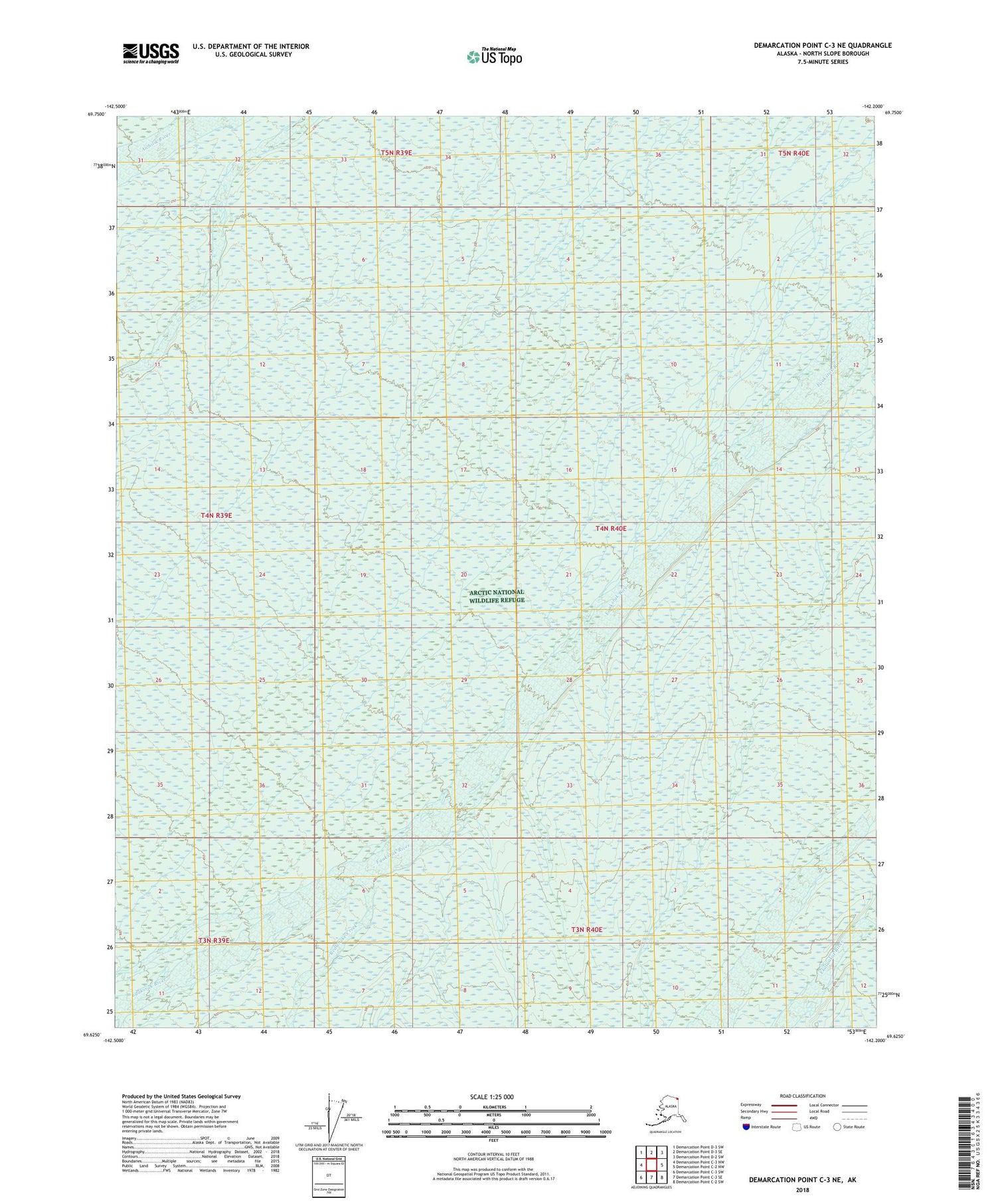Demarcation Point C-3 NE Alaska US Topo Map Image