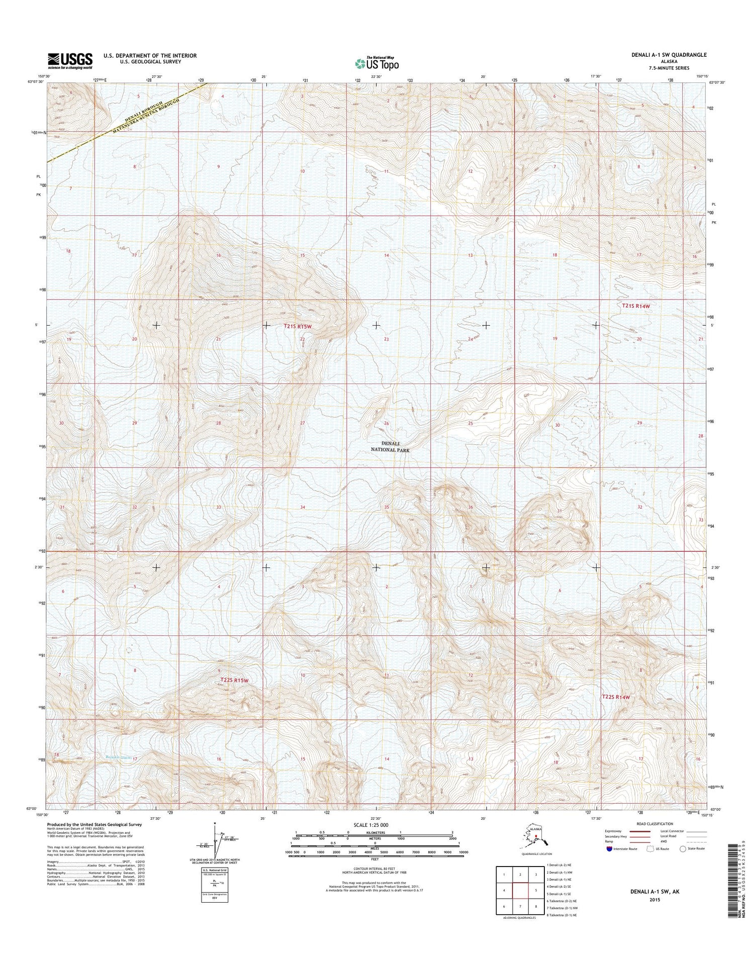 Denali A-1 SW Alaska US Topo Map Image