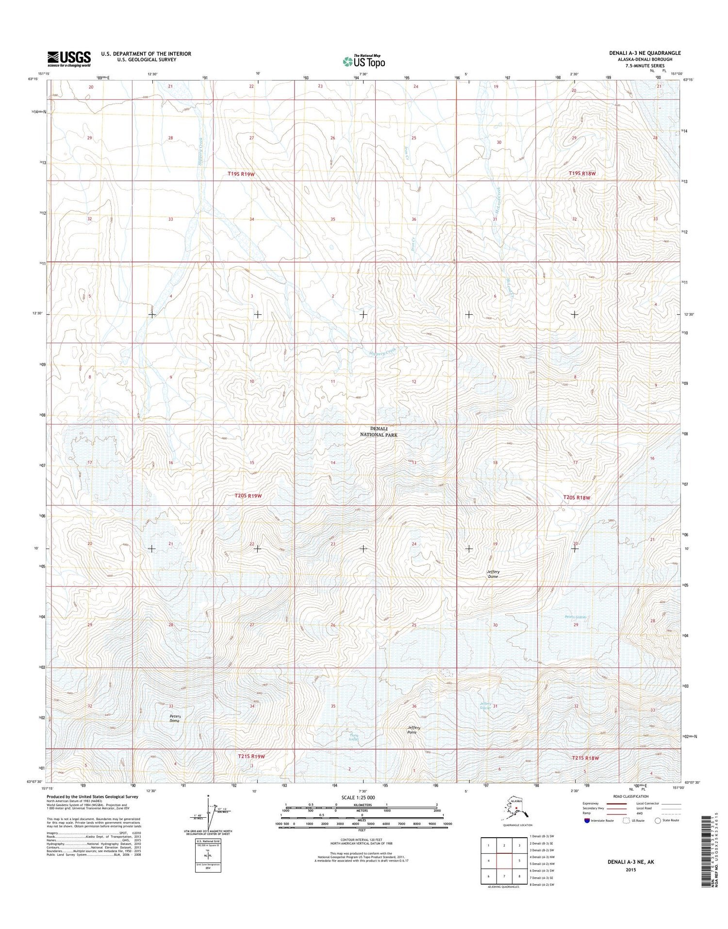 Denali A-3 NE Alaska US Topo Map Image