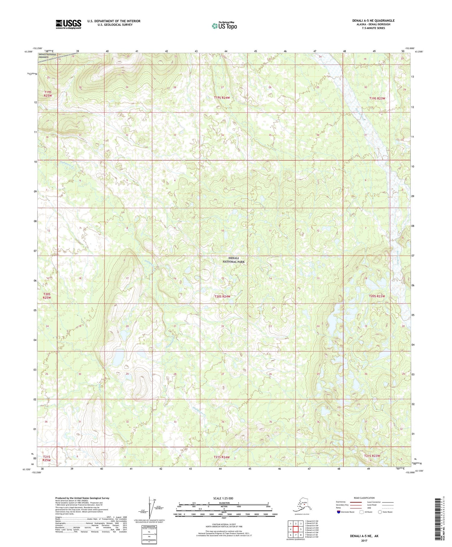Denali A-5 NE Alaska US Topo Map Image