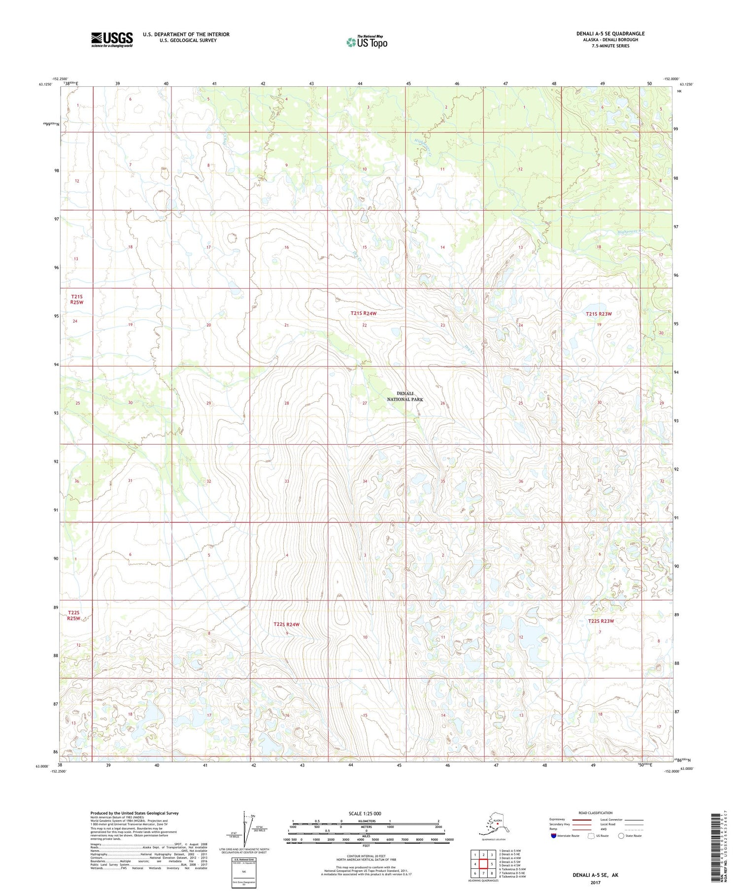 Denali A-5 SE Alaska US Topo Map Image