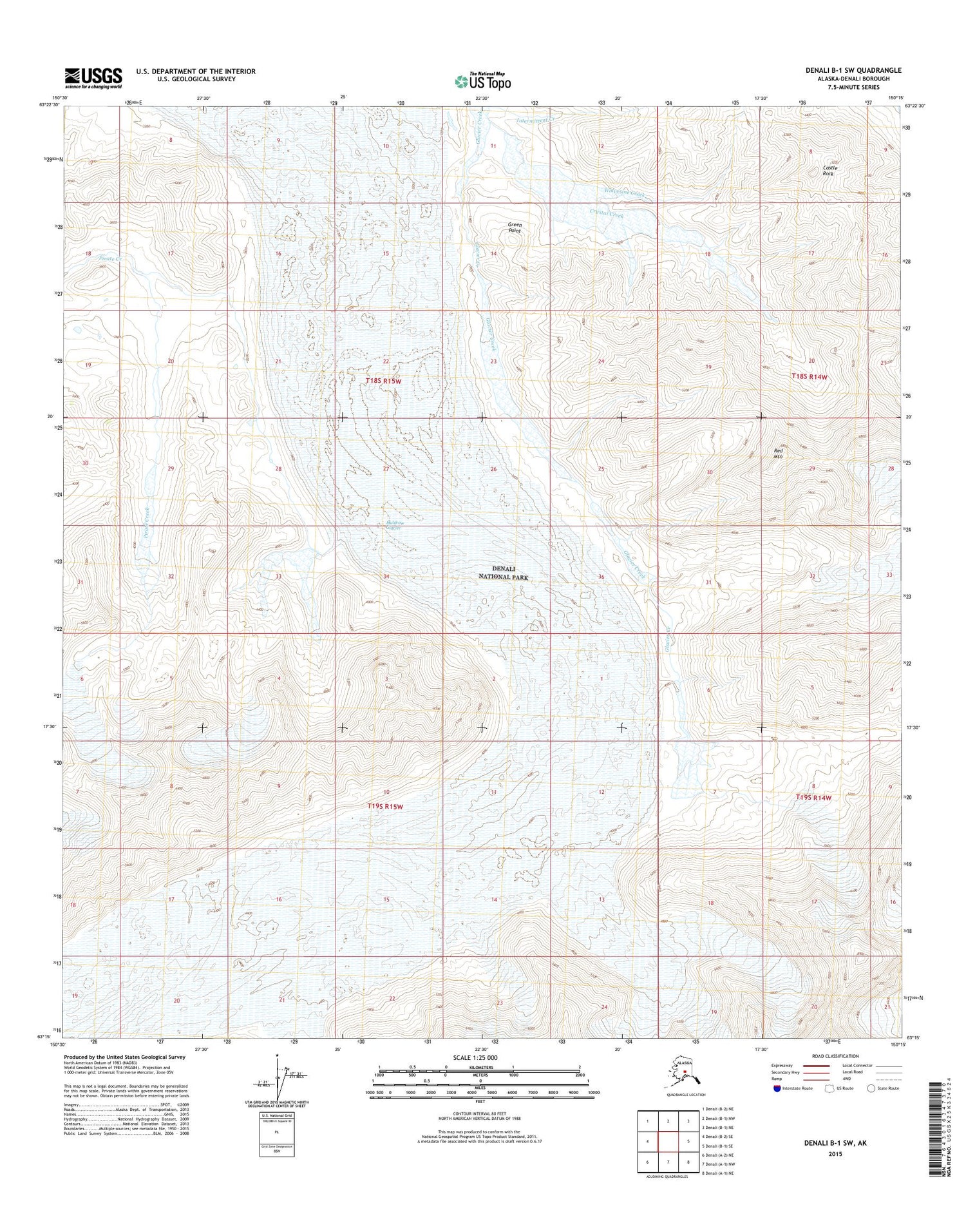 Denali B-1 SW Alaska US Topo Map Image