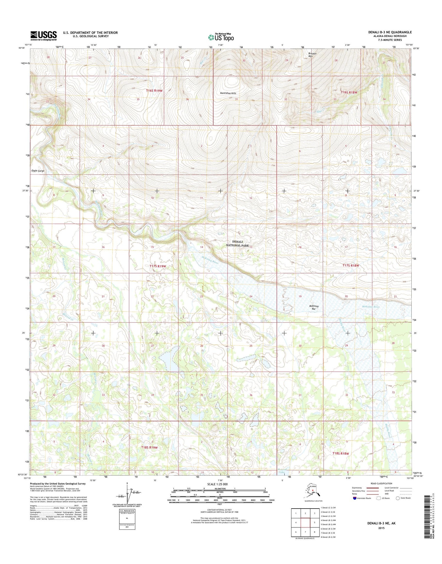 Denali B-3 NE Alaska US Topo Map Image