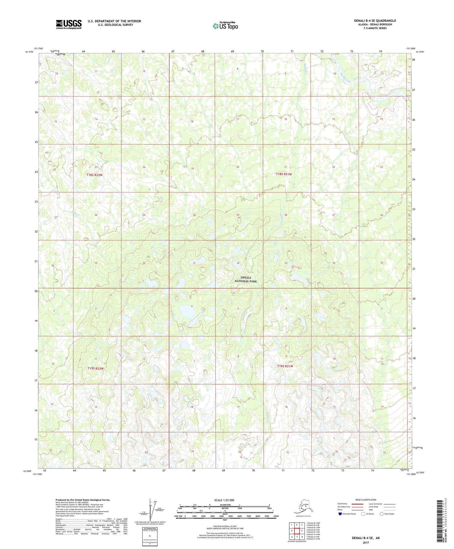 Denali B-4 SE Alaska US Topo Map Image