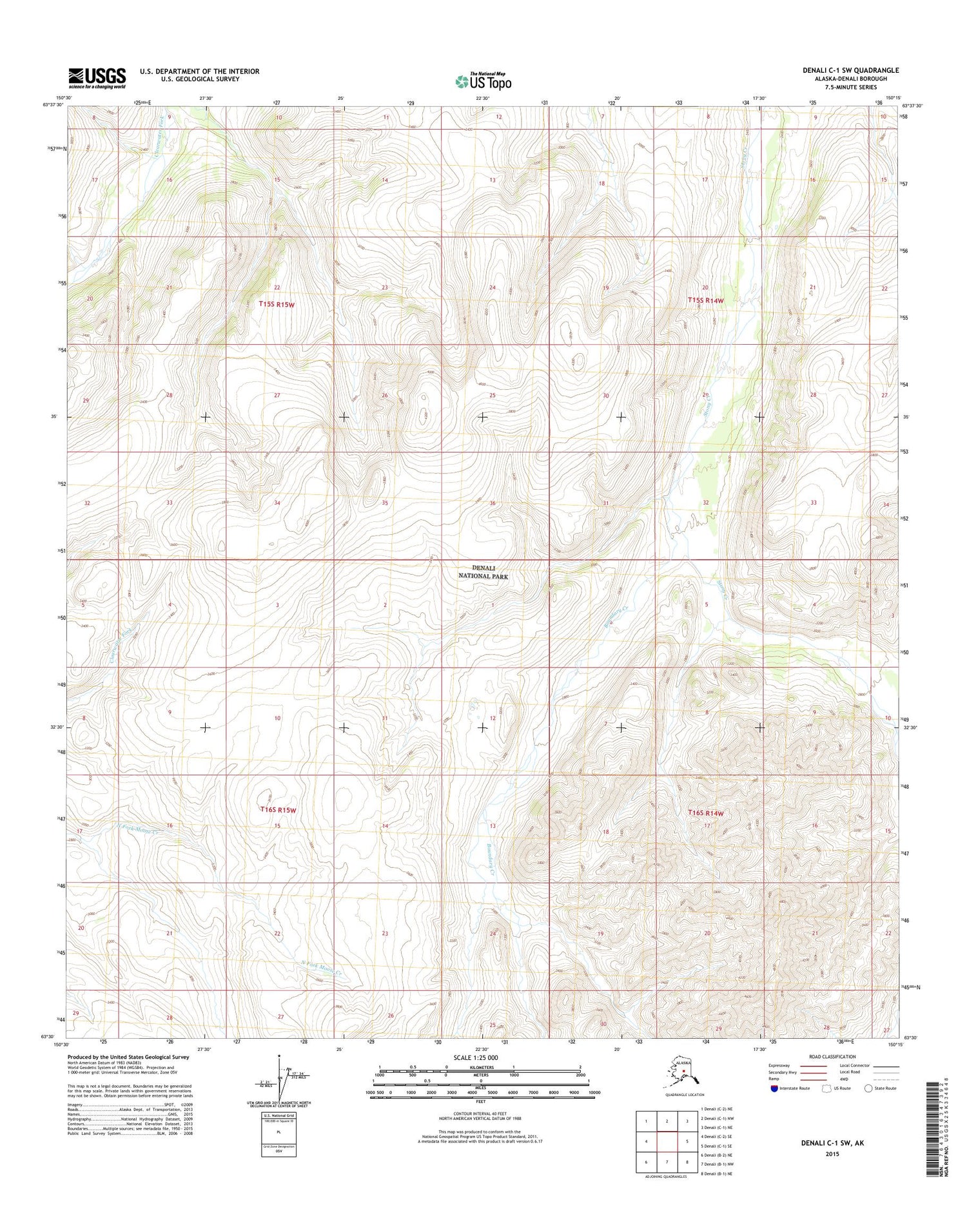 Denali C-1 SW Alaska US Topo Map Image