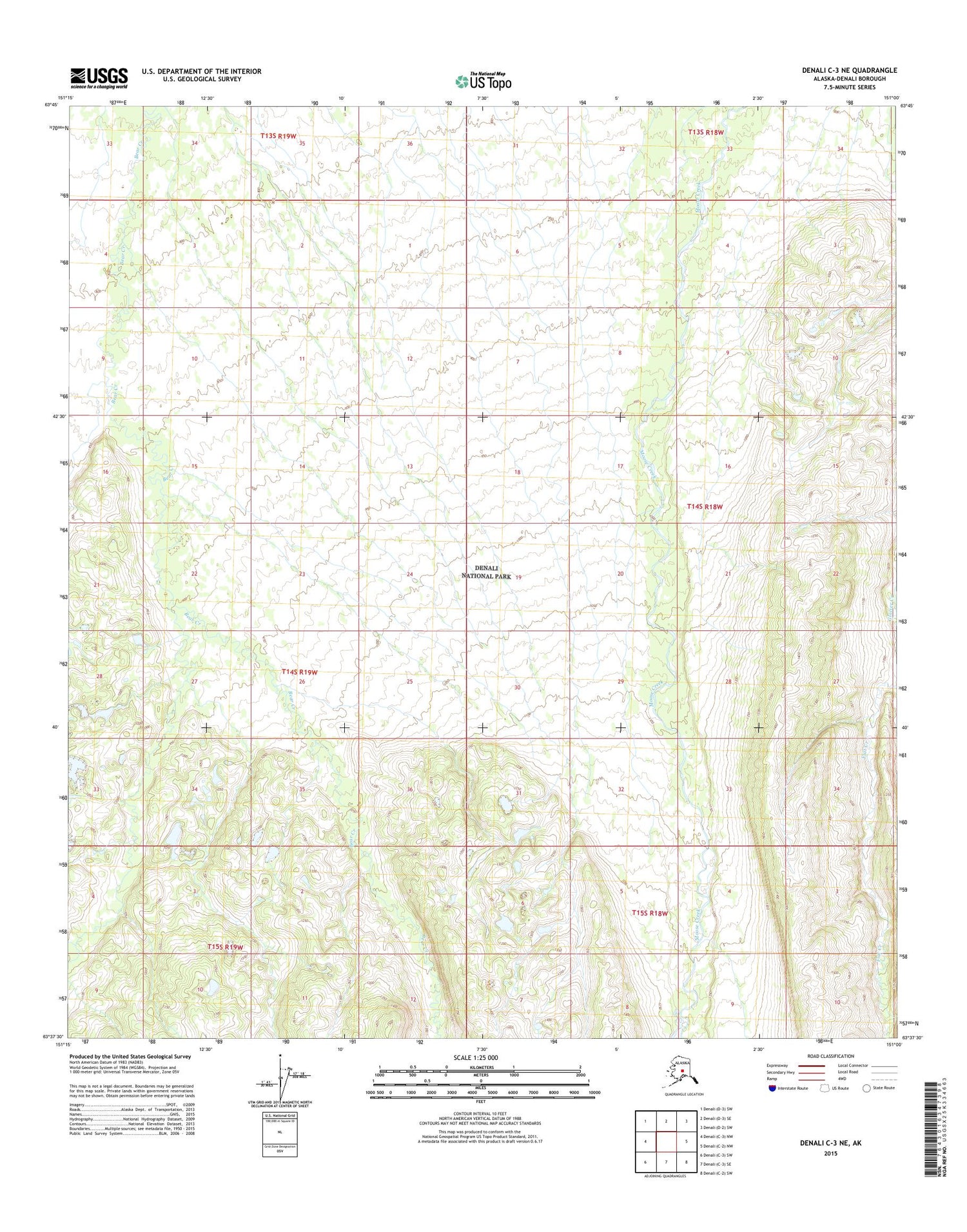 Denali C-3 NE Alaska US Topo Map Image