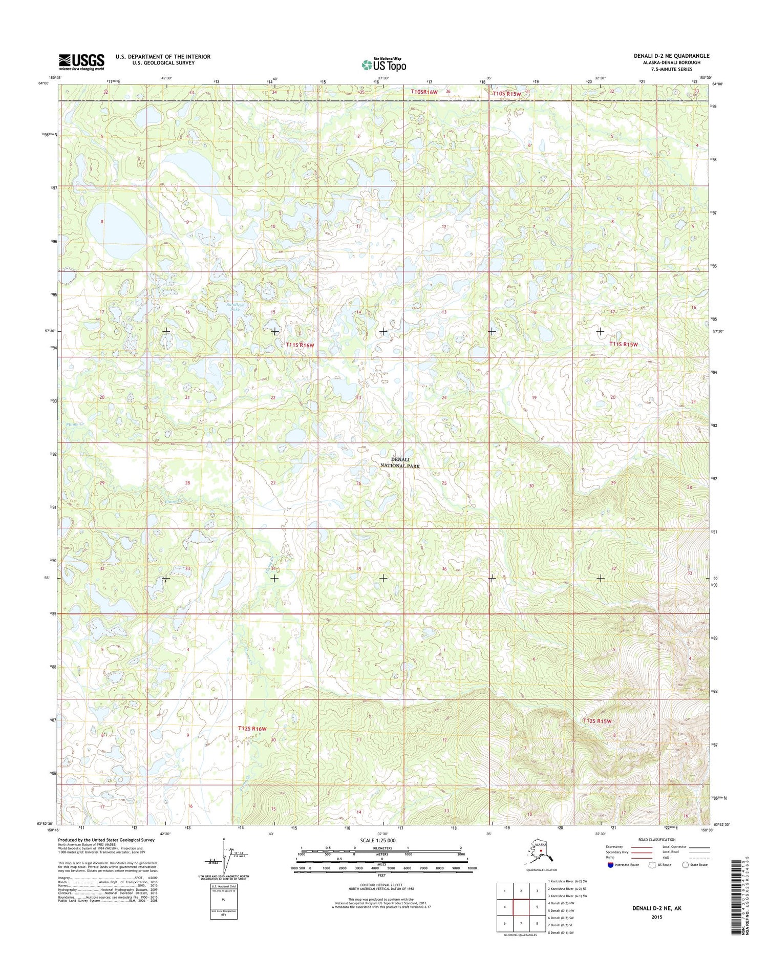 Denali D-2 NE Alaska US Topo Map Image