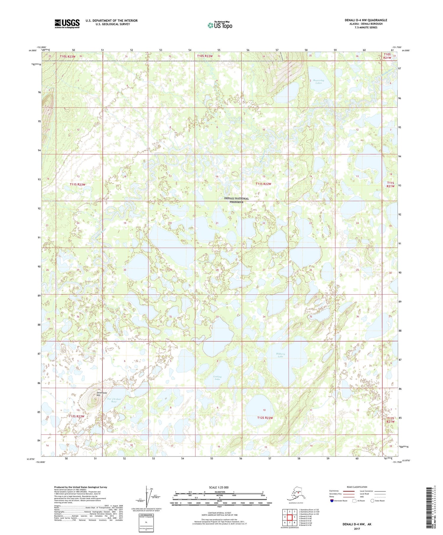 Denali D-4 NW Alaska US Topo Map Image