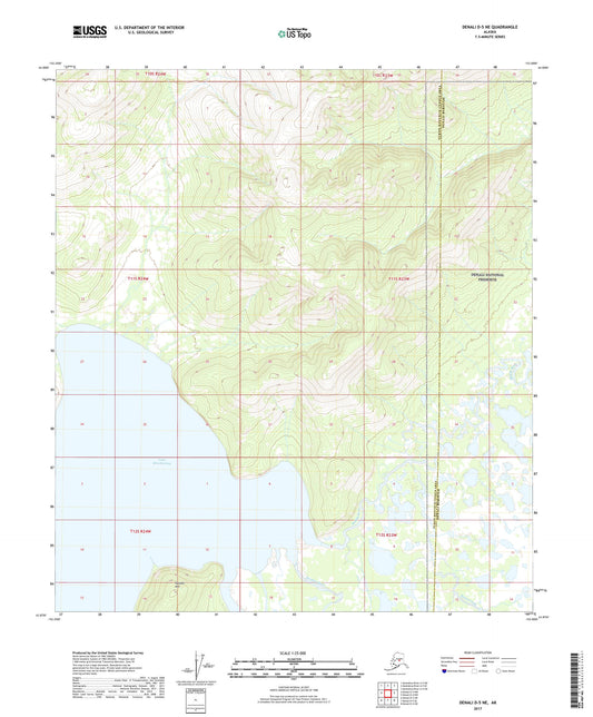 Denali D-5 NE Alaska US Topo Map Image