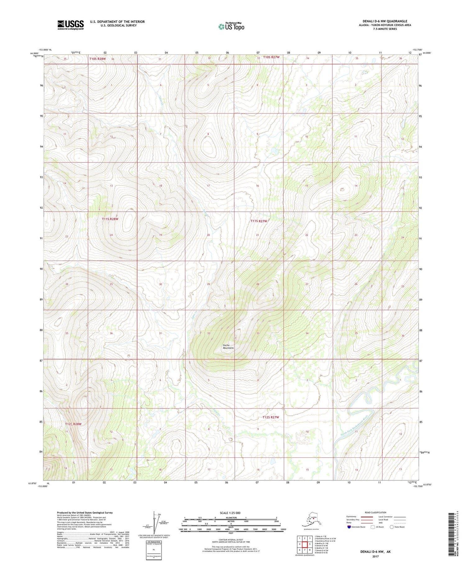 Denali D-6 NW Alaska US Topo Map Image