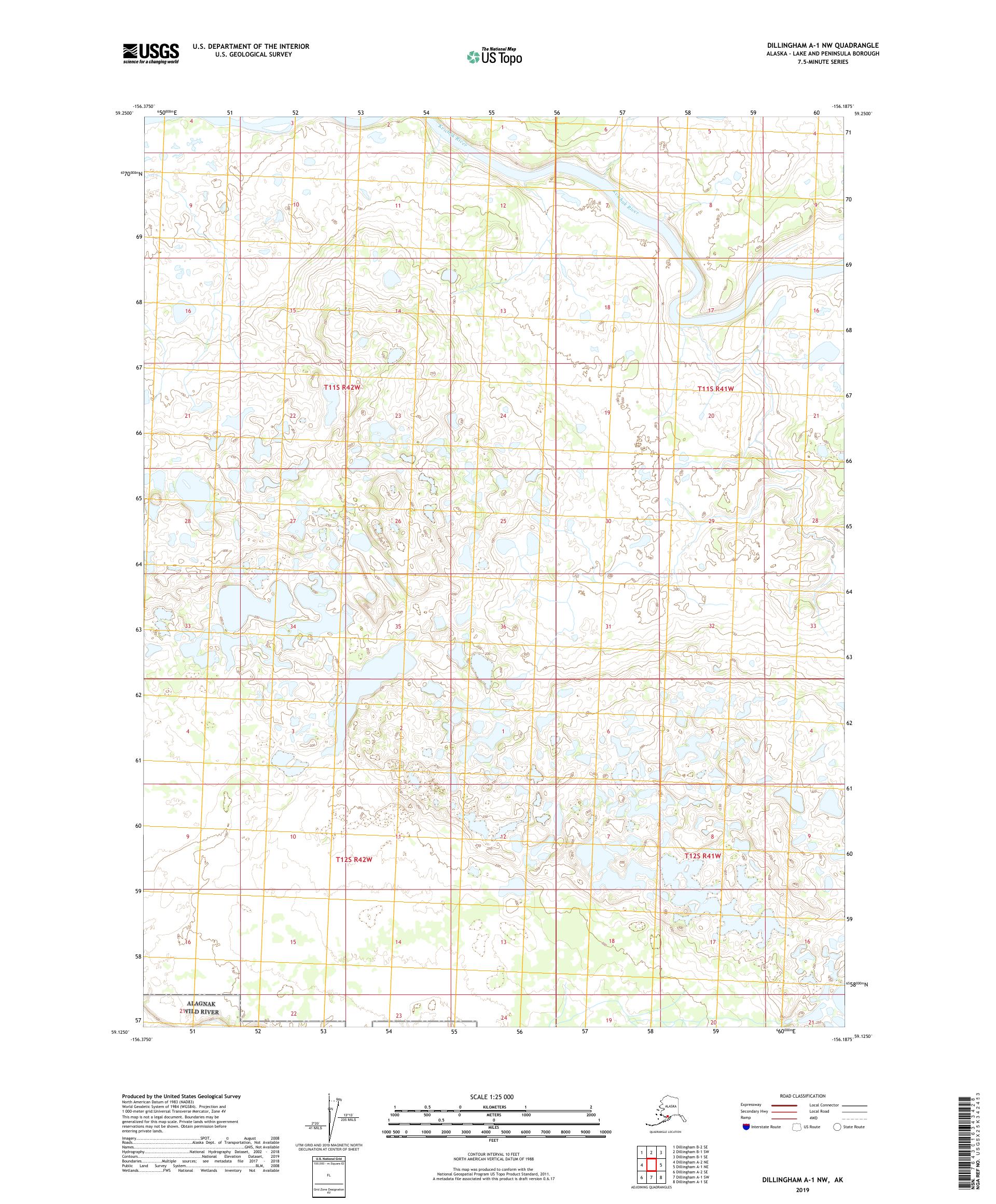 Dillingham A-1 NW Alaska US Topo Map – MyTopo Map Store