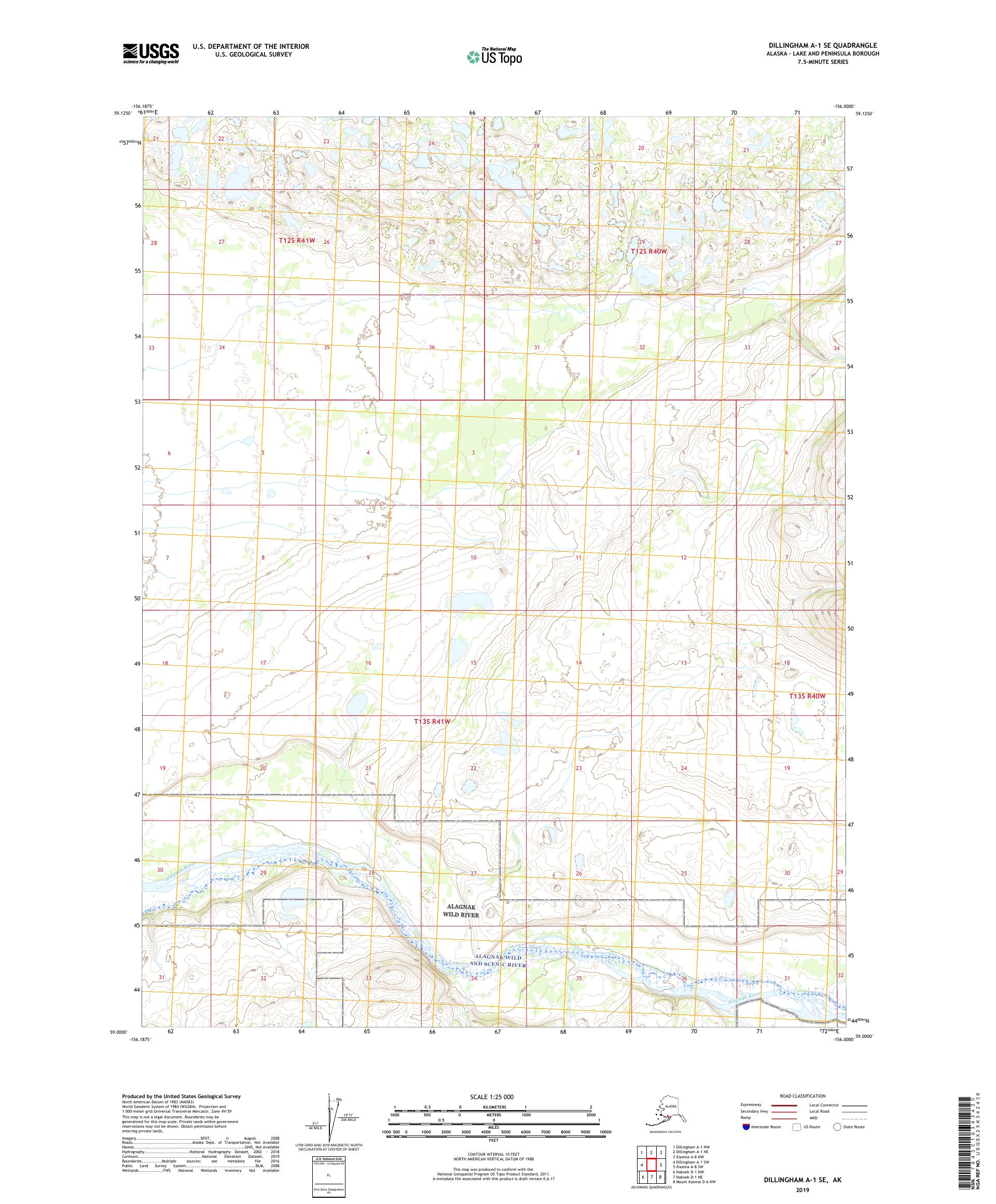 Dillingham A-1 SE Alaska US Topo Map – MyTopo Map Store