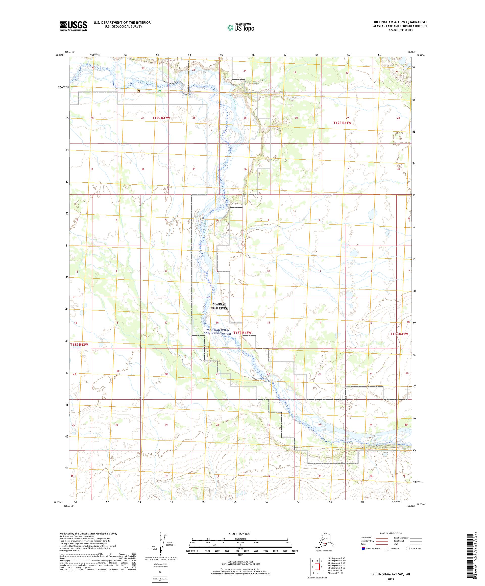 Dillingham A-1 SW Alaska US Topo Map – MyTopo Map Store