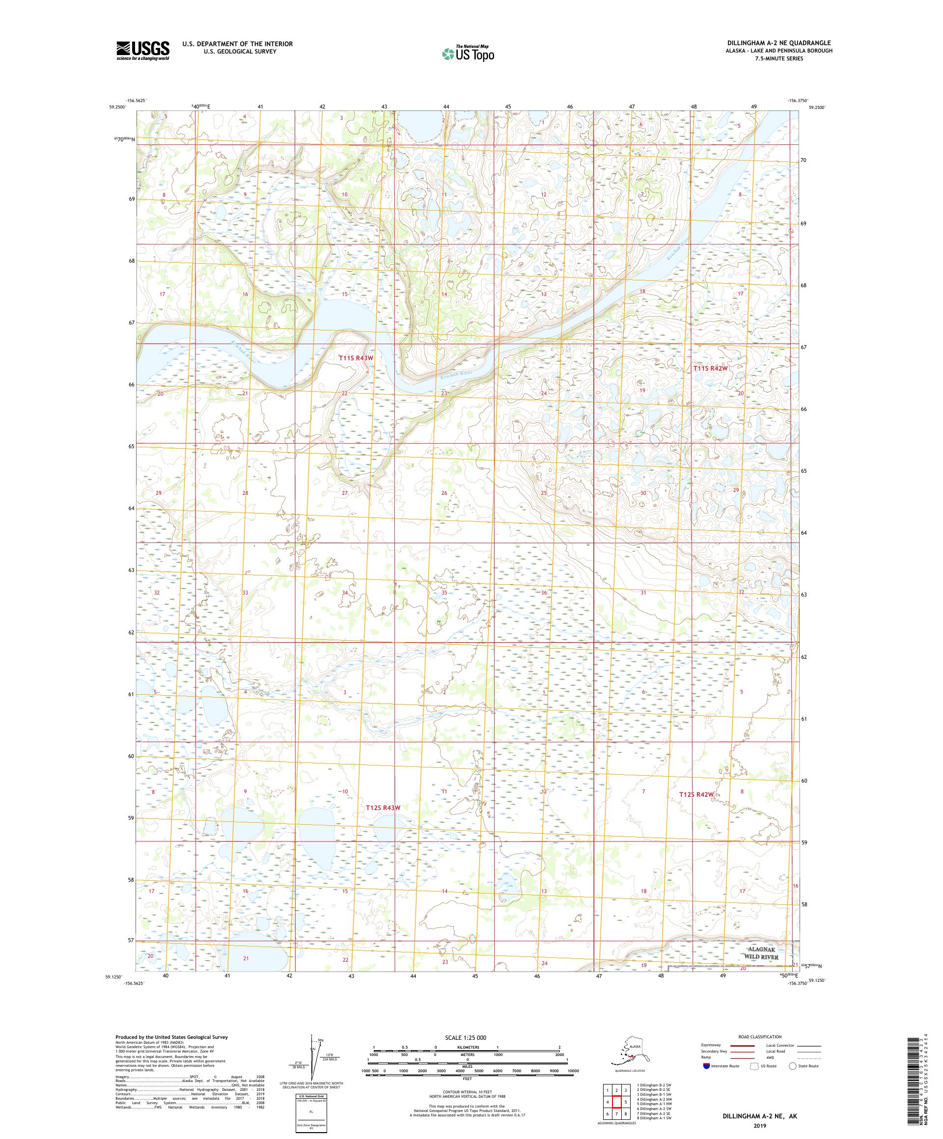 Dillingham A-2 NE Alaska US Topo Map – MyTopo Map Store