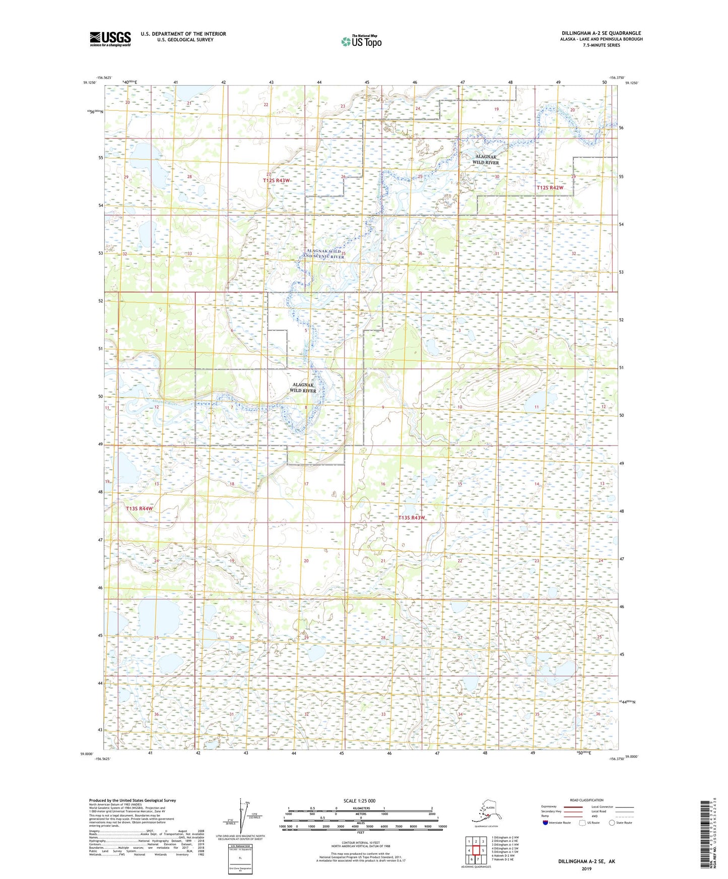 Dillingham A-2 SE Alaska US Topo Map Image