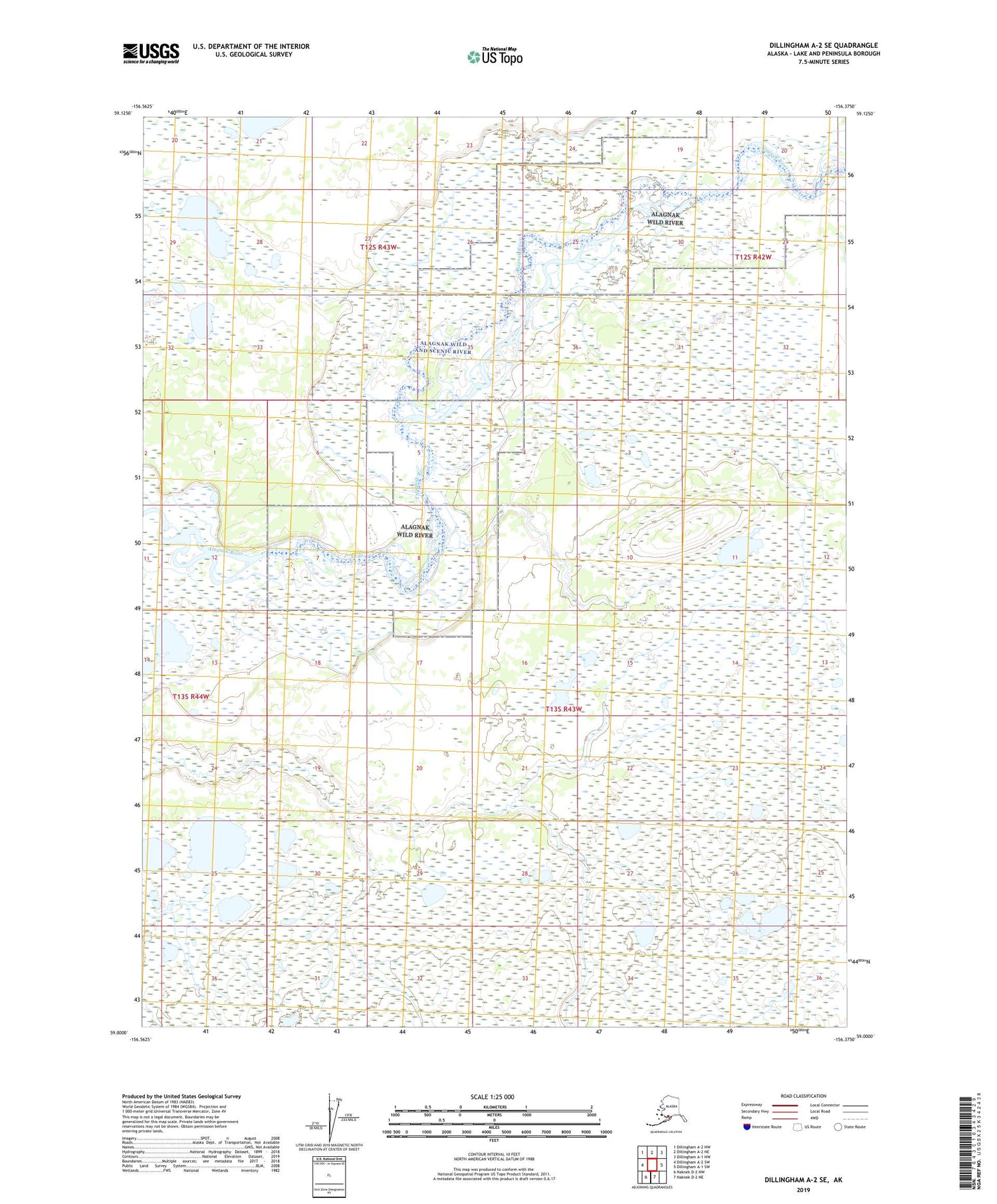 Dillingham A-2 SE Alaska US Topo Map Image