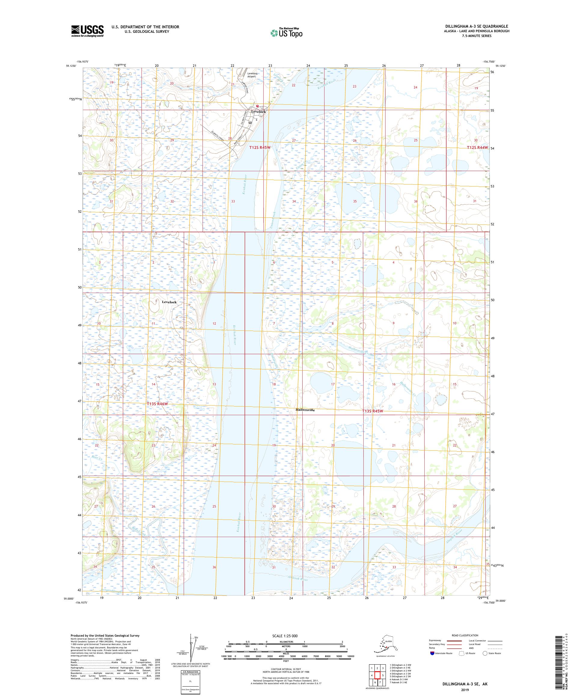 Dillingham A-3 SE Alaska US Topo Map – MyTopo Map Store