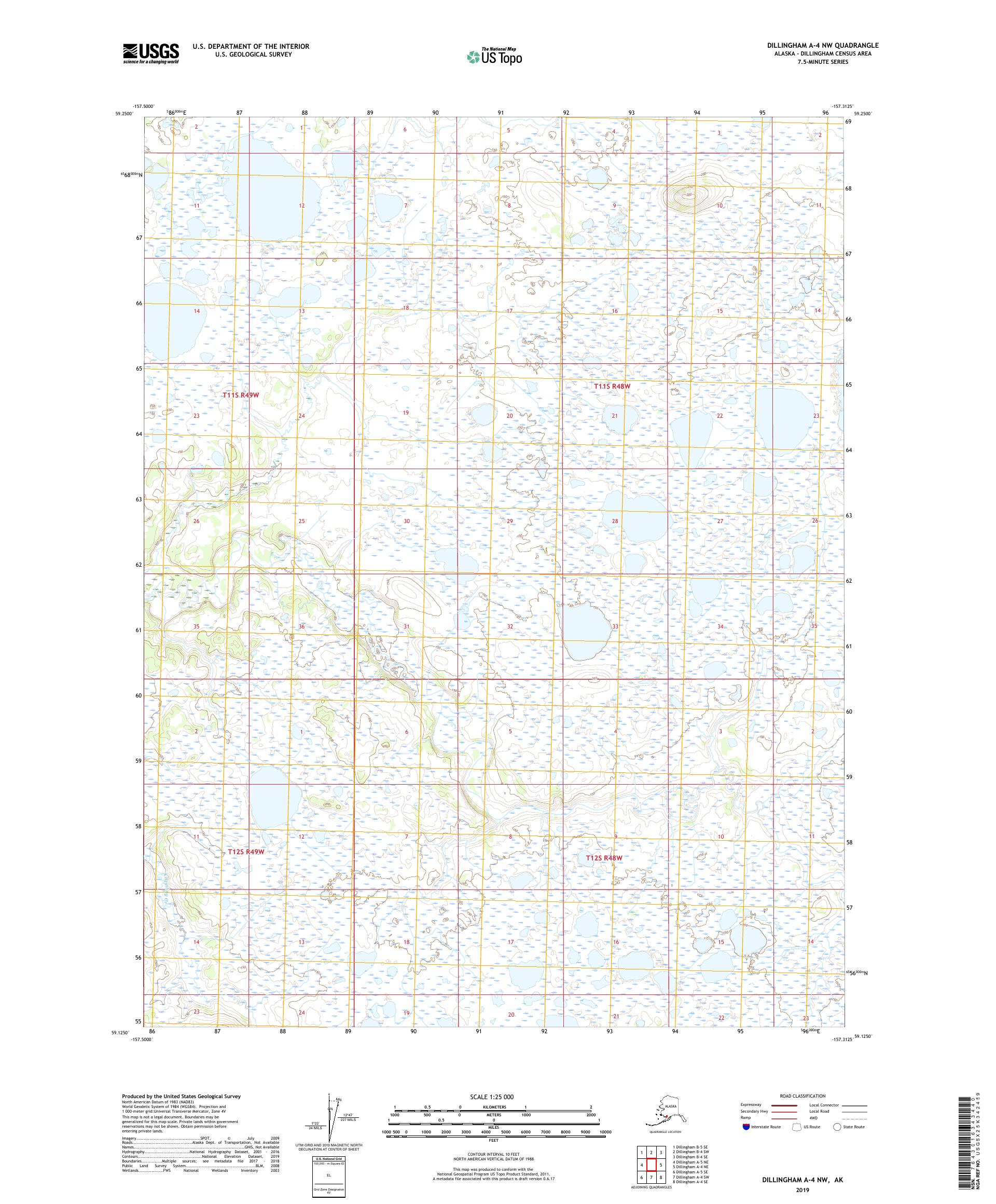 Dillingham A-4 NW Alaska US Topo Map – MyTopo Map Store