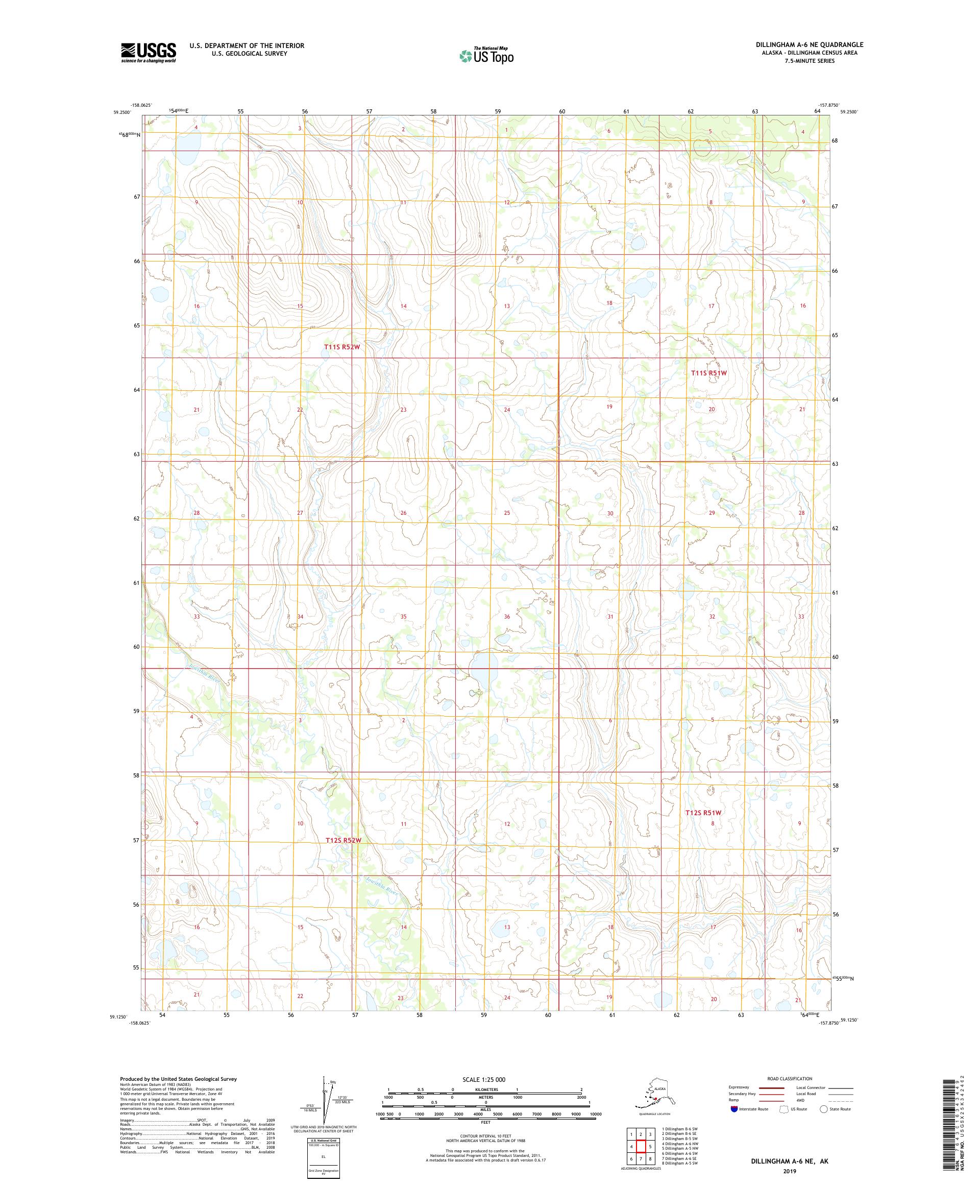 Dillingham A-6 NE Alaska US Topo Map – MyTopo Map Store