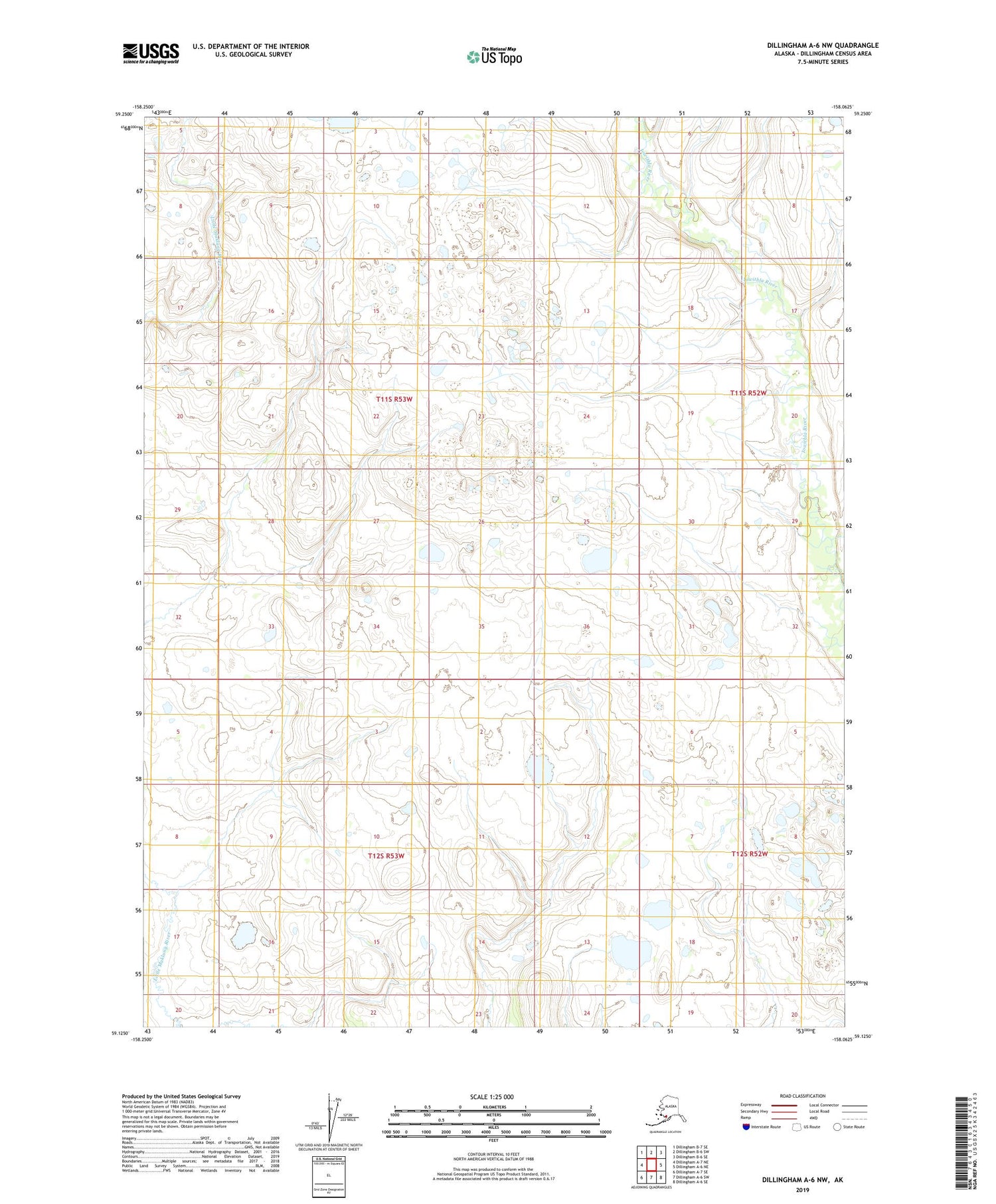 Dillingham A-6 NW Alaska US Topo Map Image