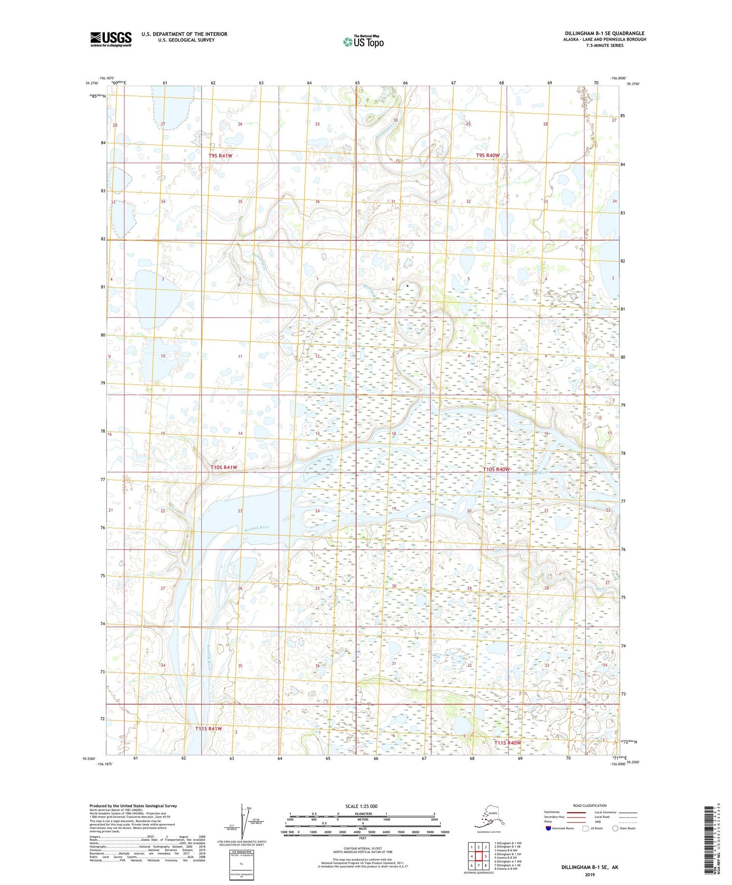 Dillingham B-1 SE Alaska US Topo Map Image