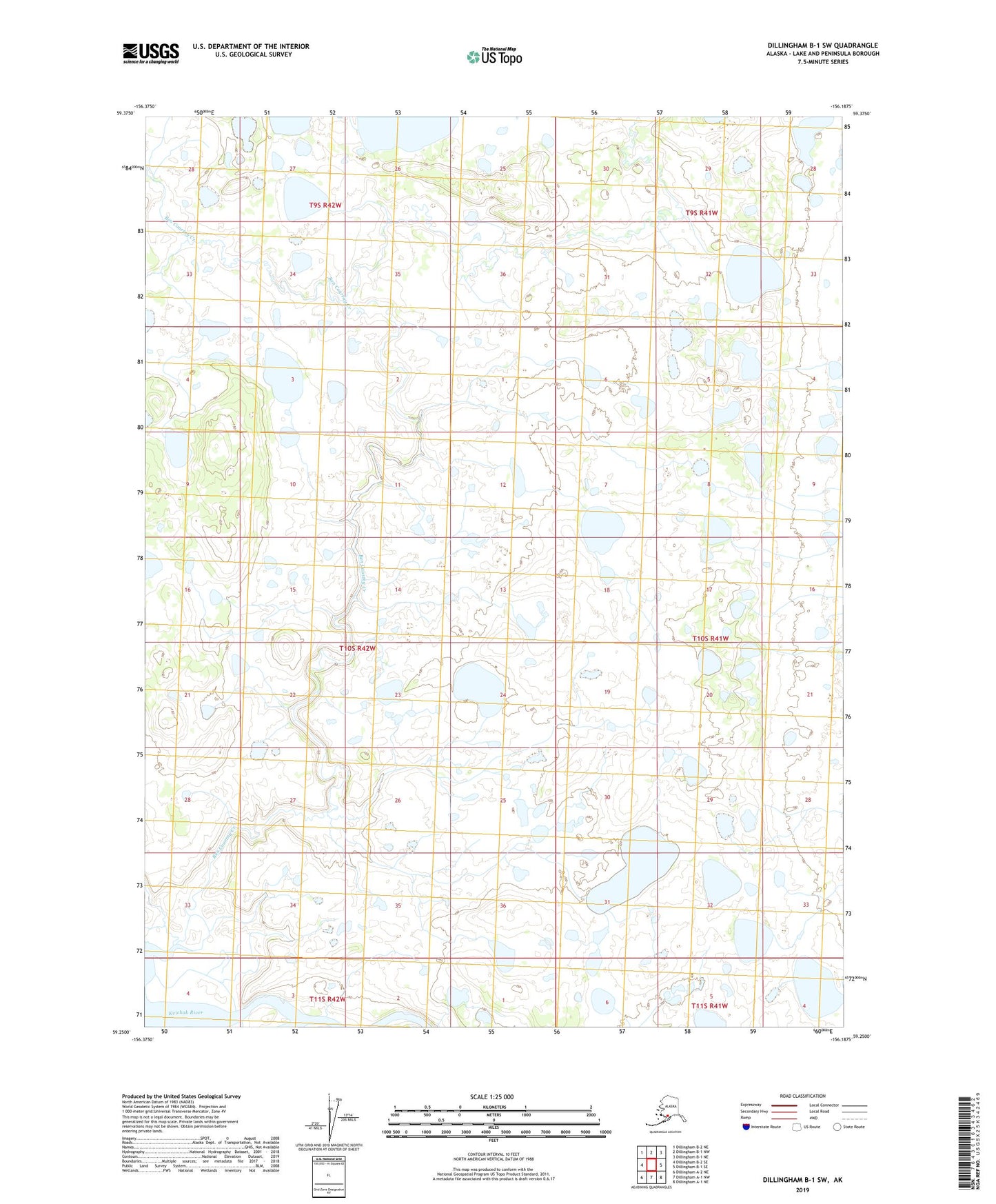 Dillingham B-1 SW Alaska US Topo Map Image
