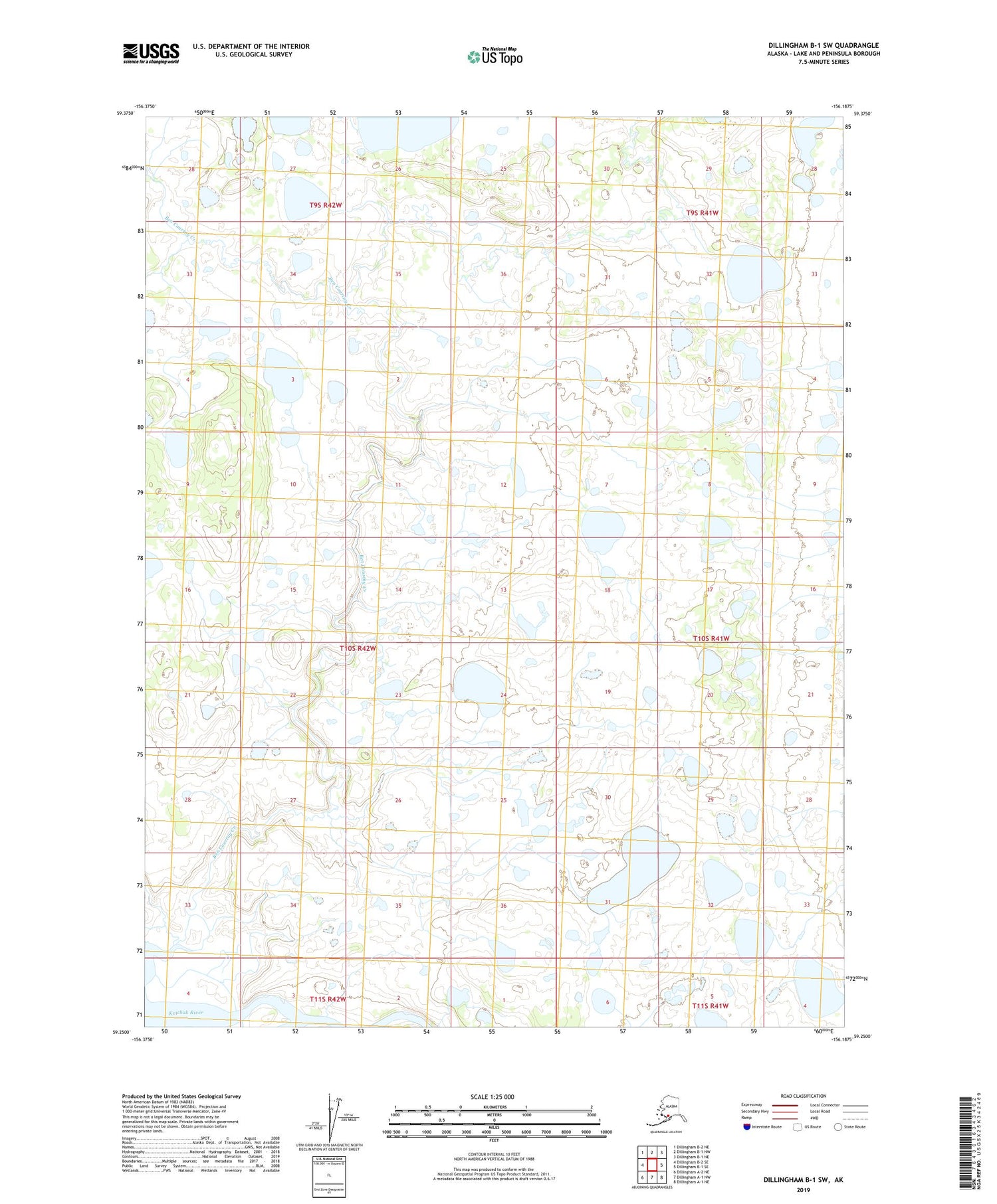 Dillingham B-1 SW Alaska US Topo Map Image