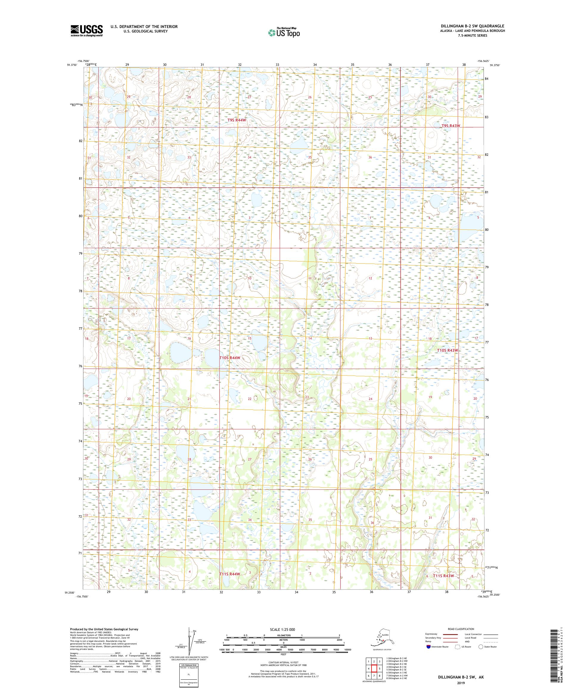 Dillingham B-2 SW Alaska US Topo Map – MyTopo Map Store