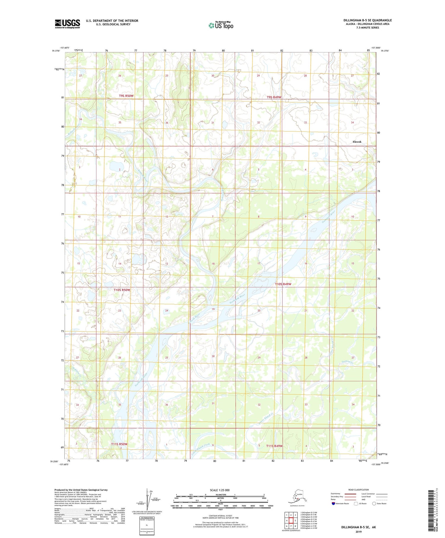 Dillingham B-5 SE Alaska US Topo Map Image