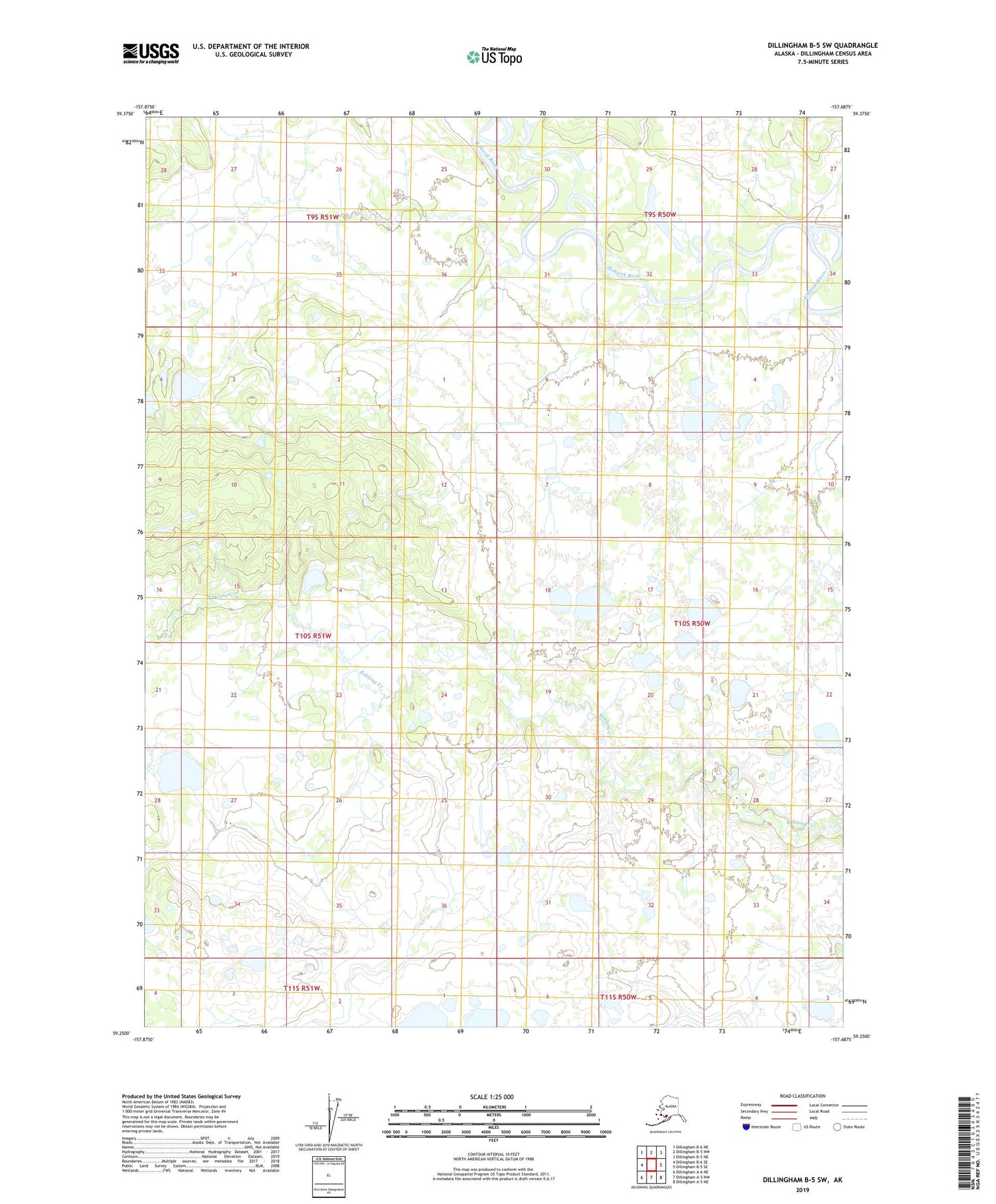 Dillingham B-5 SW Alaska US Topo Map Image