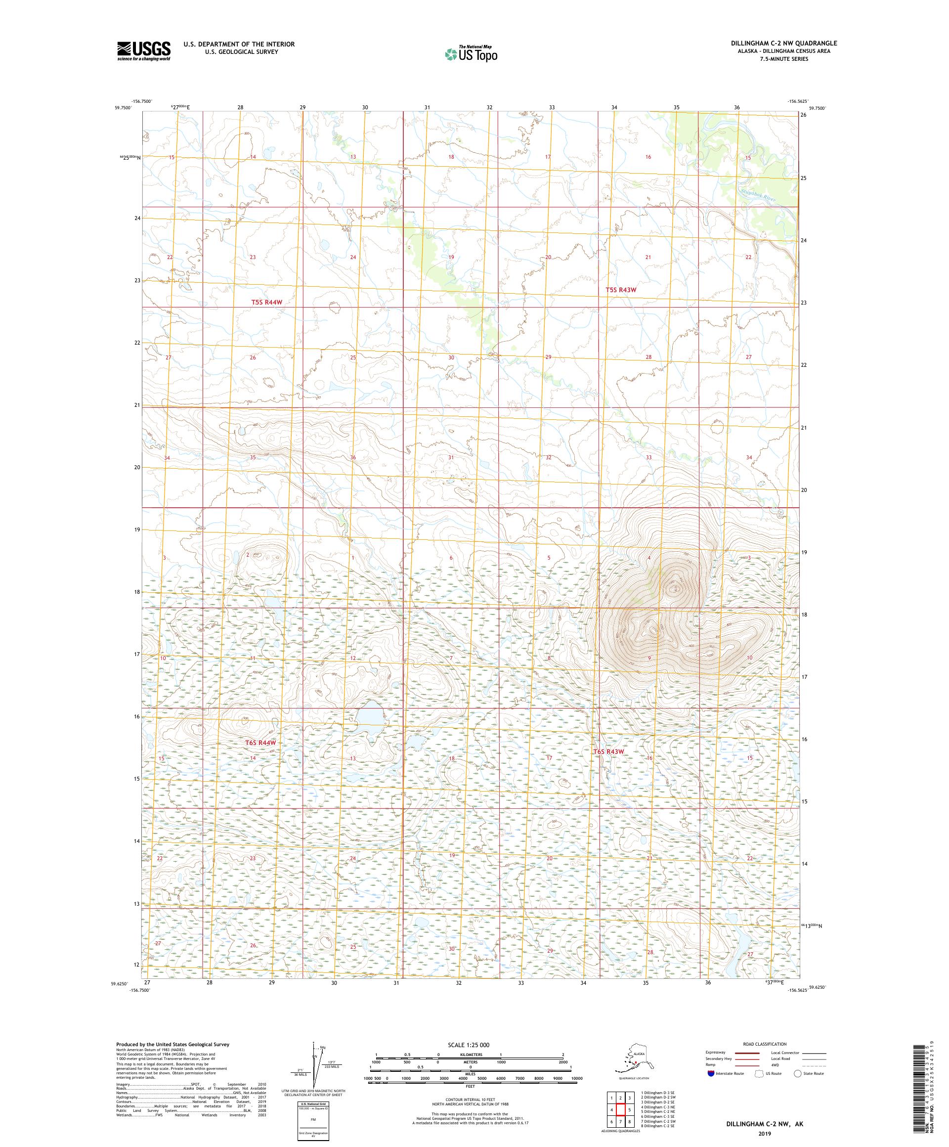 Dillingham C-2 NW Alaska US Topo Map – MyTopo Map Store
