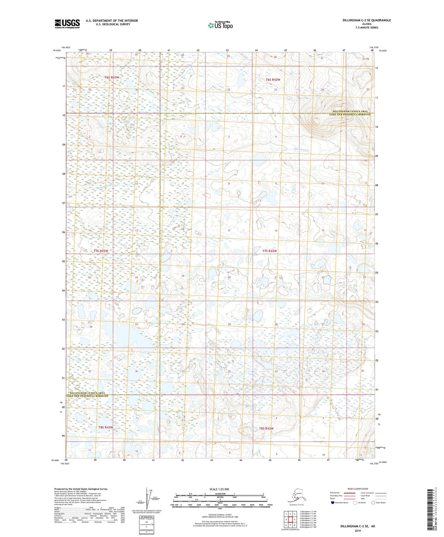 Dillingham C-2 SE Alaska US Topo Map Image
