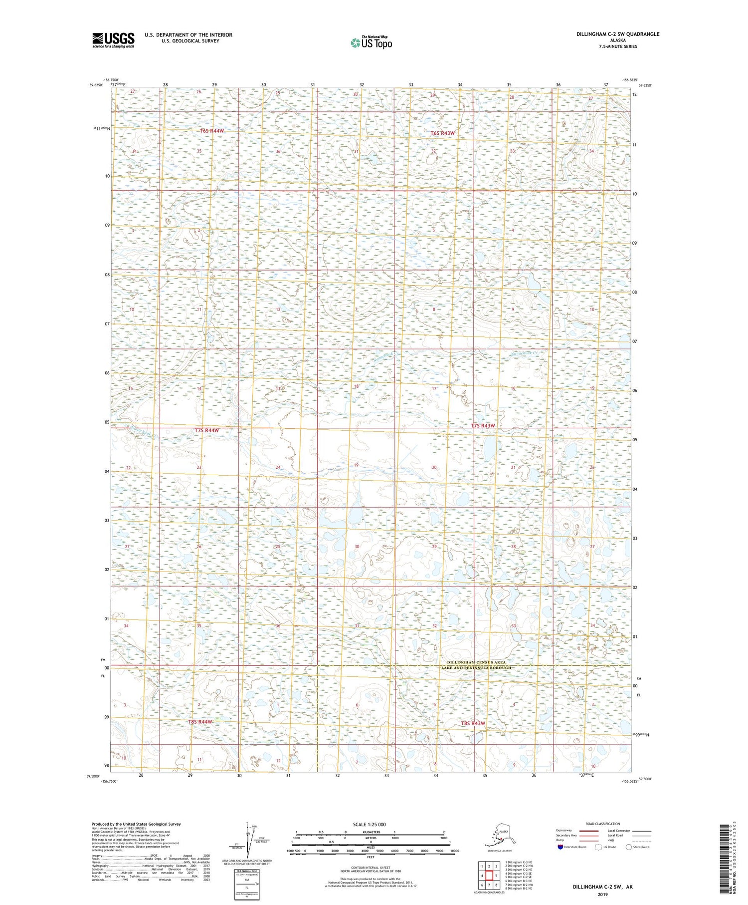 Dillingham C-2 SW Alaska US Topo Map Image