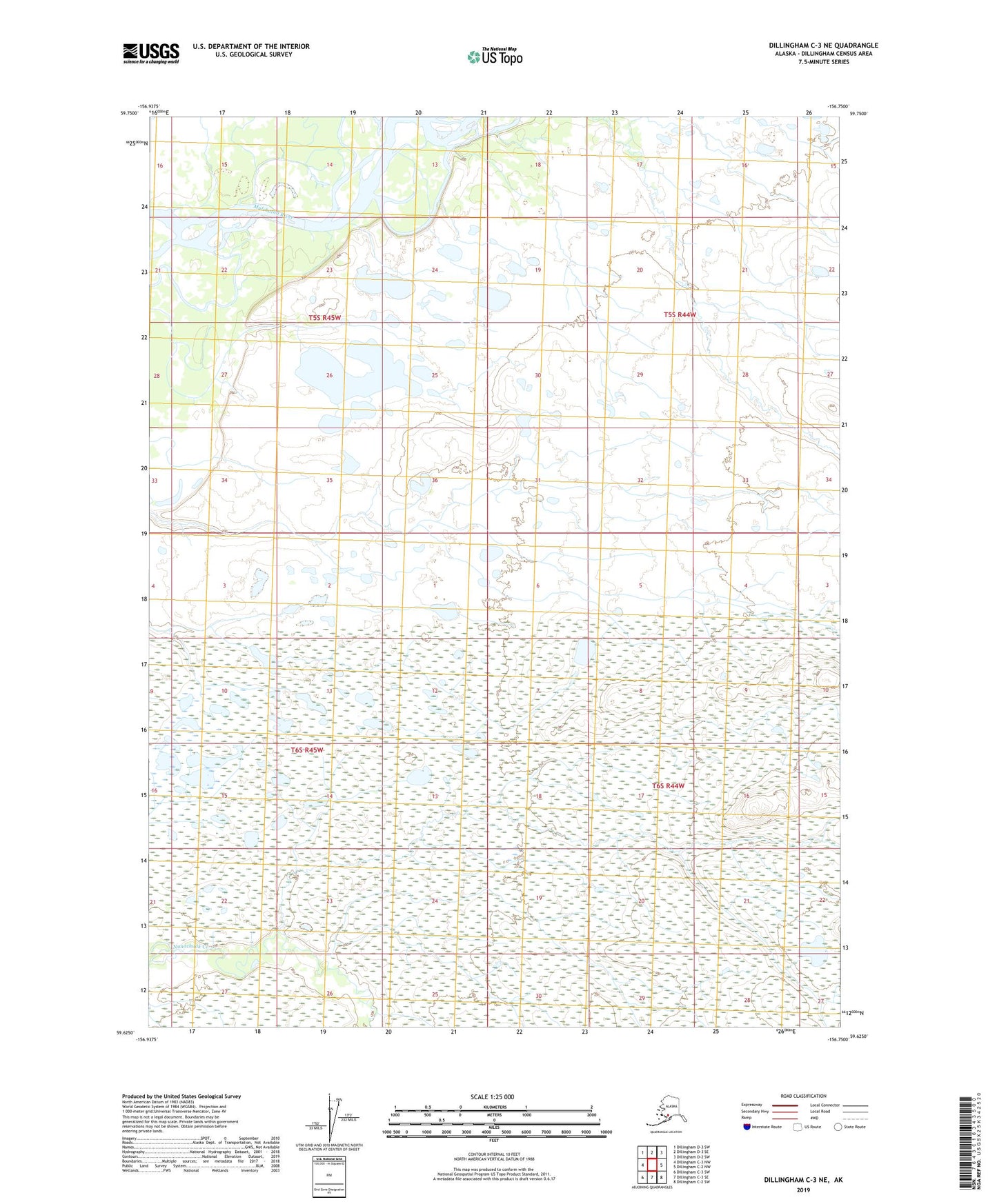 Dillingham C-3 NE Alaska US Topo Map Image