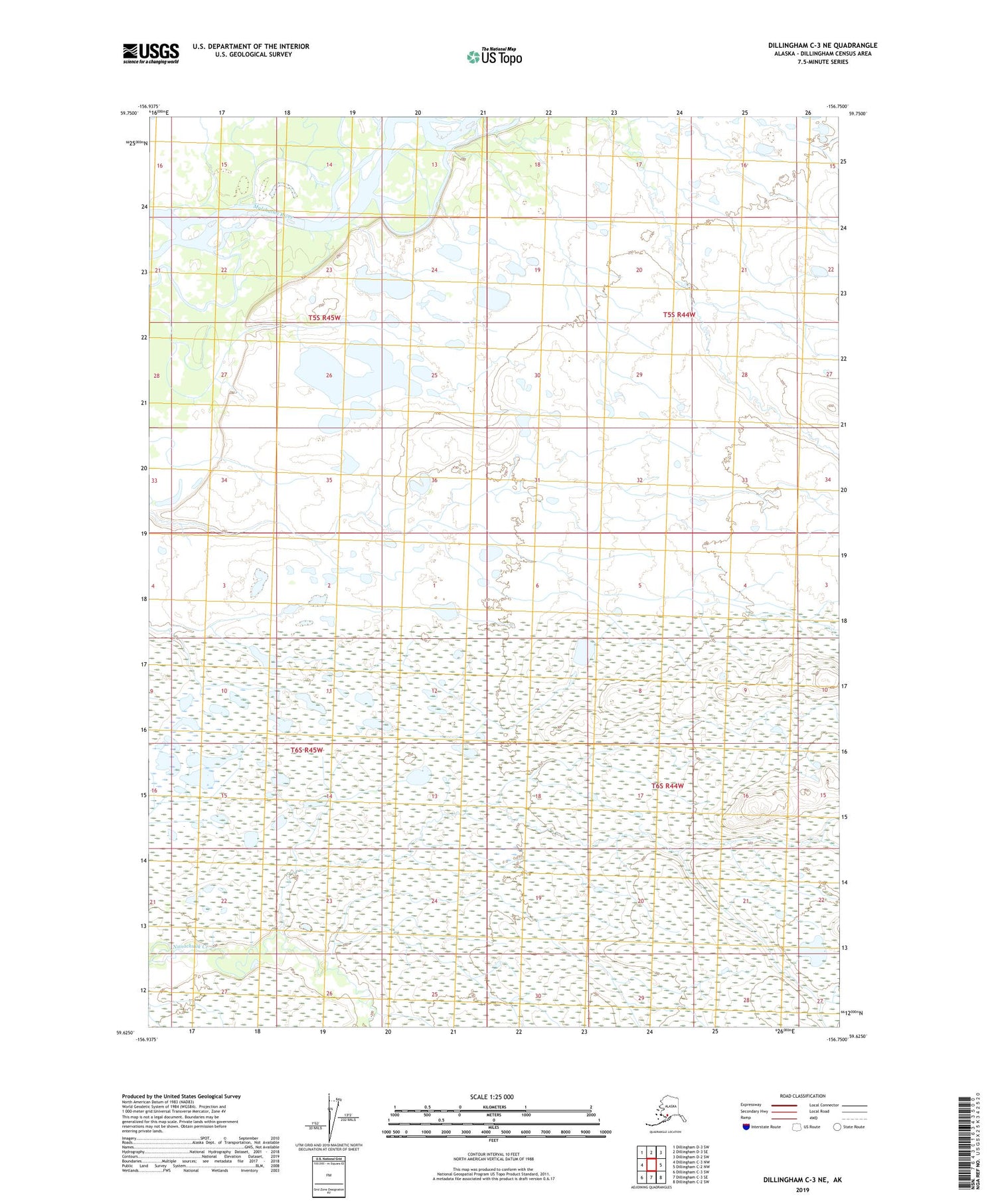 Dillingham C-3 NE Alaska US Topo Map Image