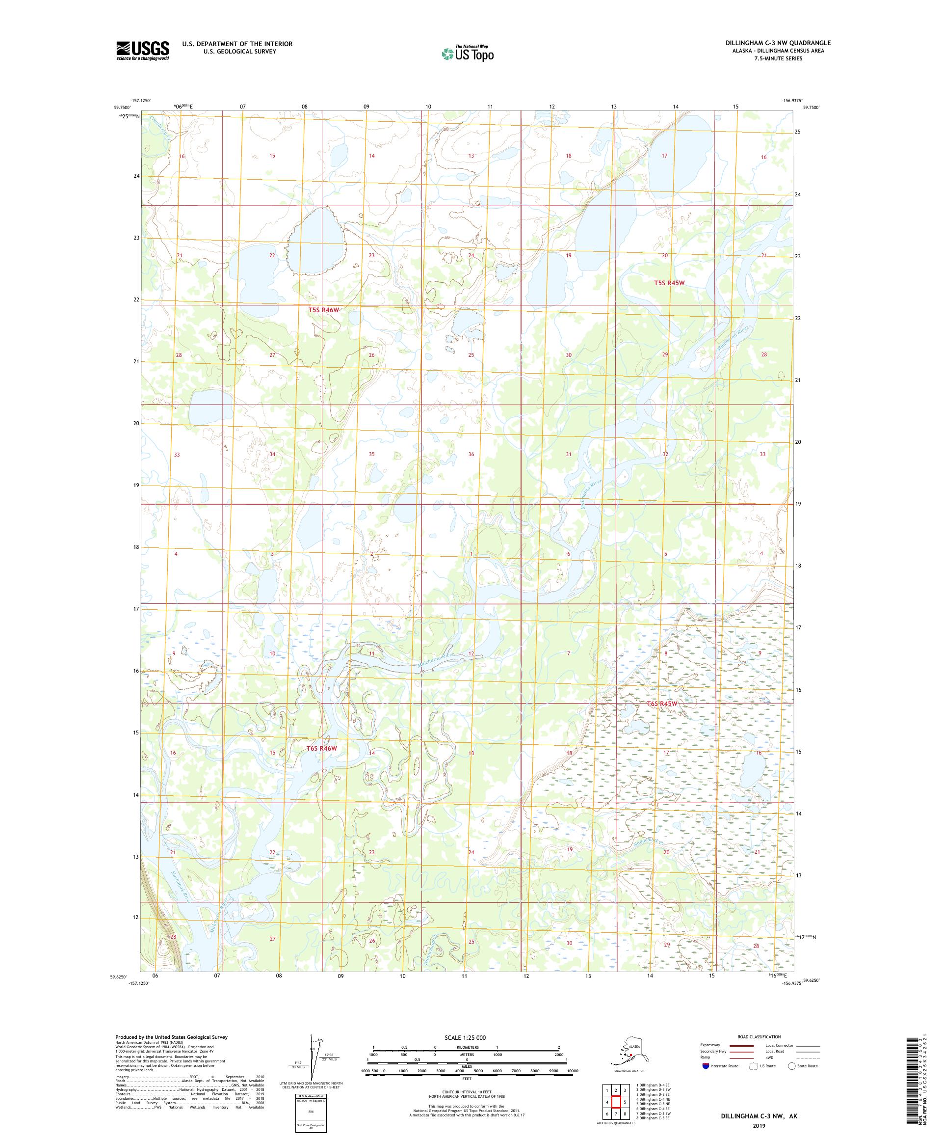 Dillingham C-3 NW Alaska US Topo Map – MyTopo Map Store