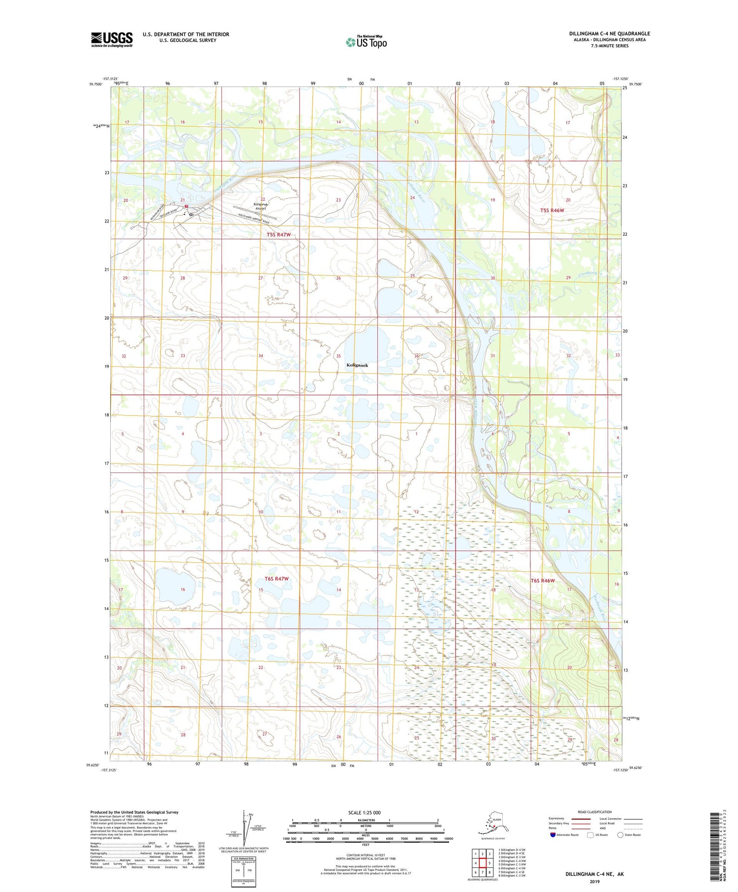 Dillingham C-4 NE Alaska US Topo Map Image