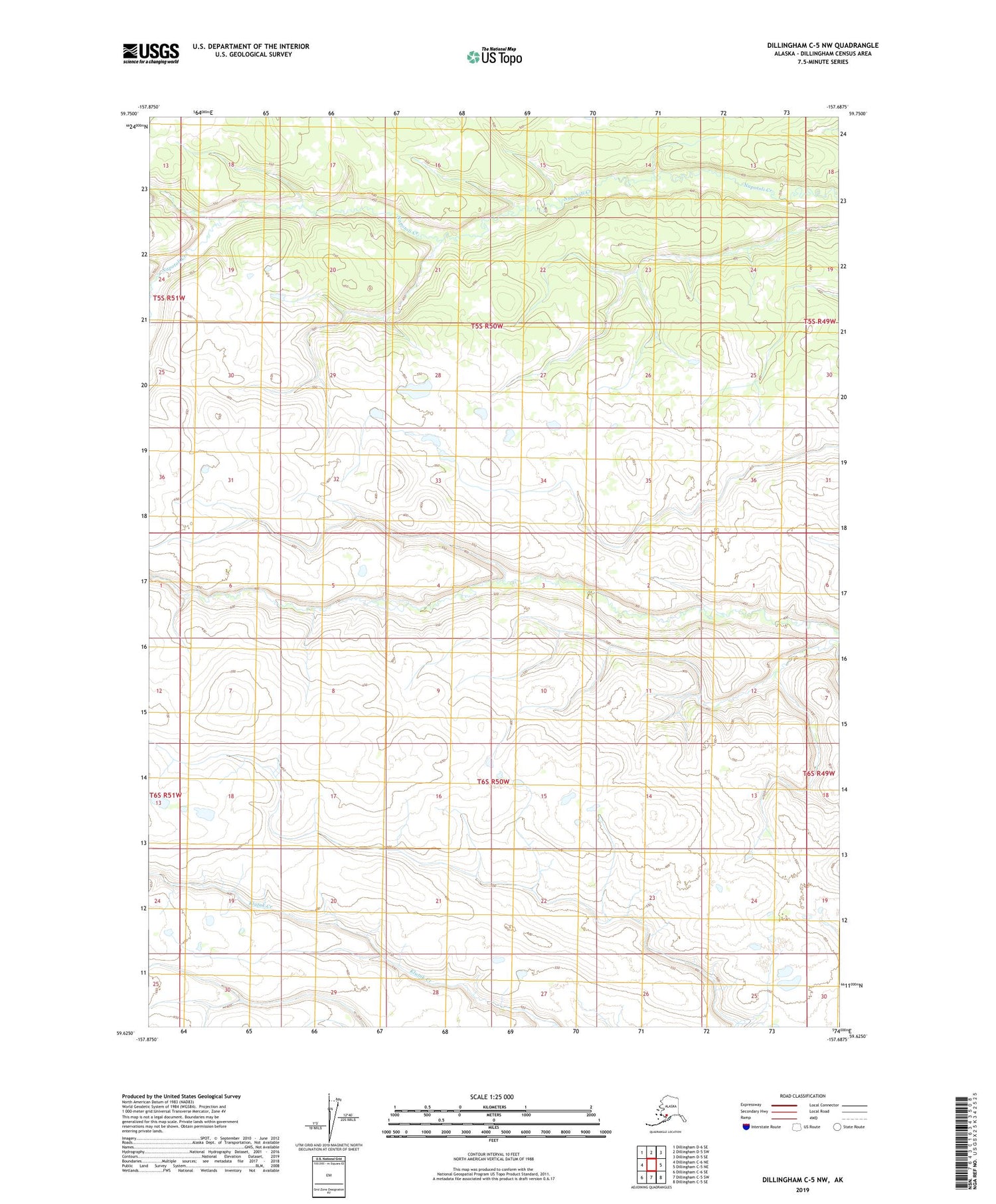 Dillingham C-5 NW Alaska US Topo Map Image