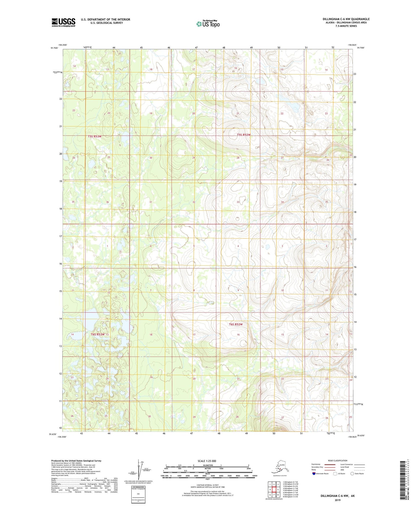 Dillingham C-6 NW Alaska US Topo Map Image
