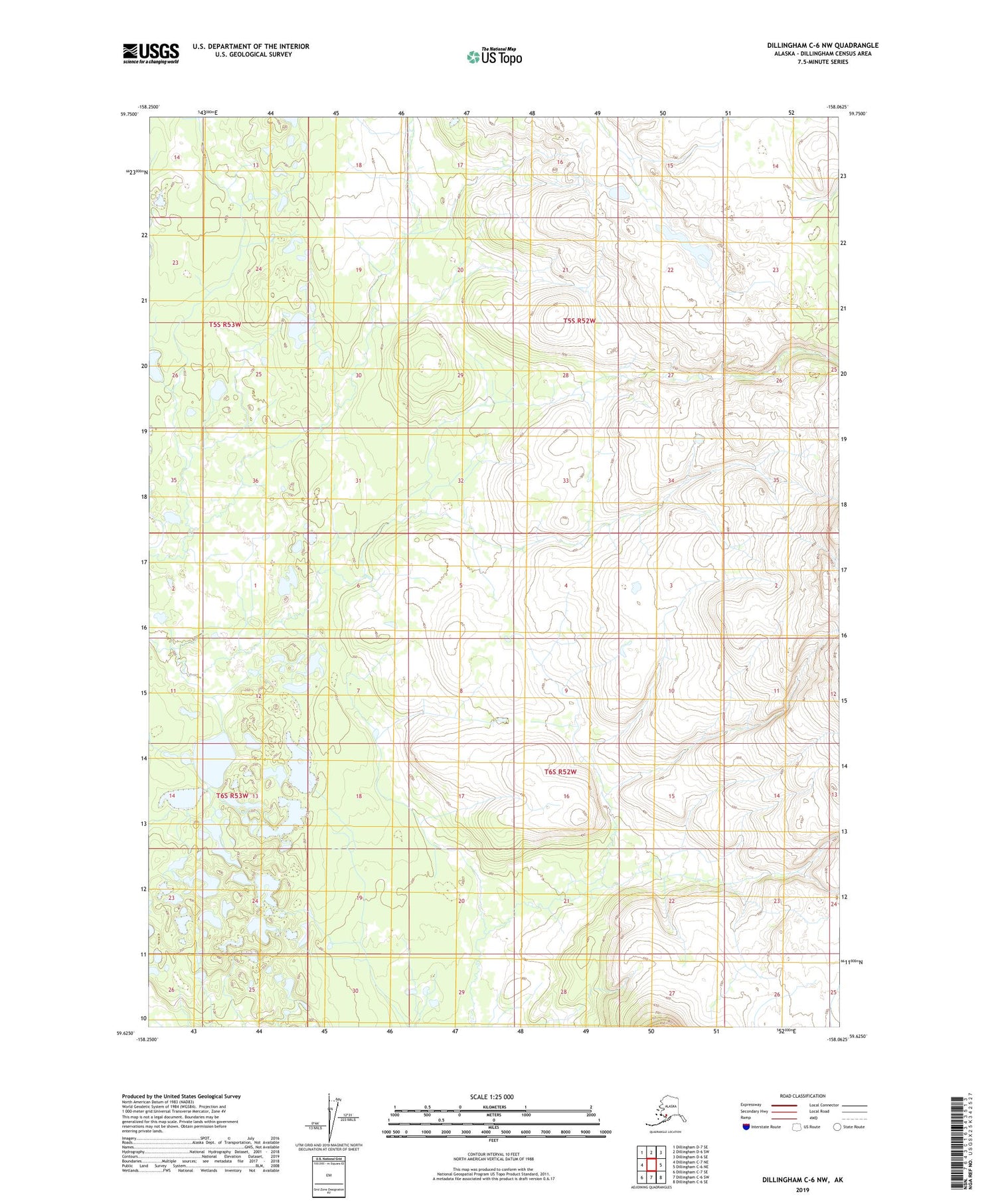 Dillingham C-6 NW Alaska US Topo Map Image