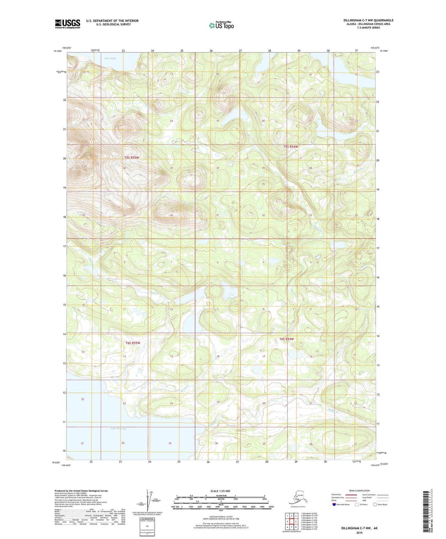 Dillingham C-7 NW Alaska US Topo Map Image