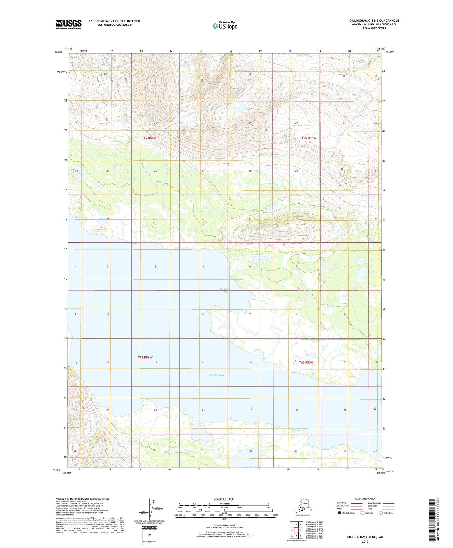 Dillingham C-8 NE Alaska US Topo Map Image