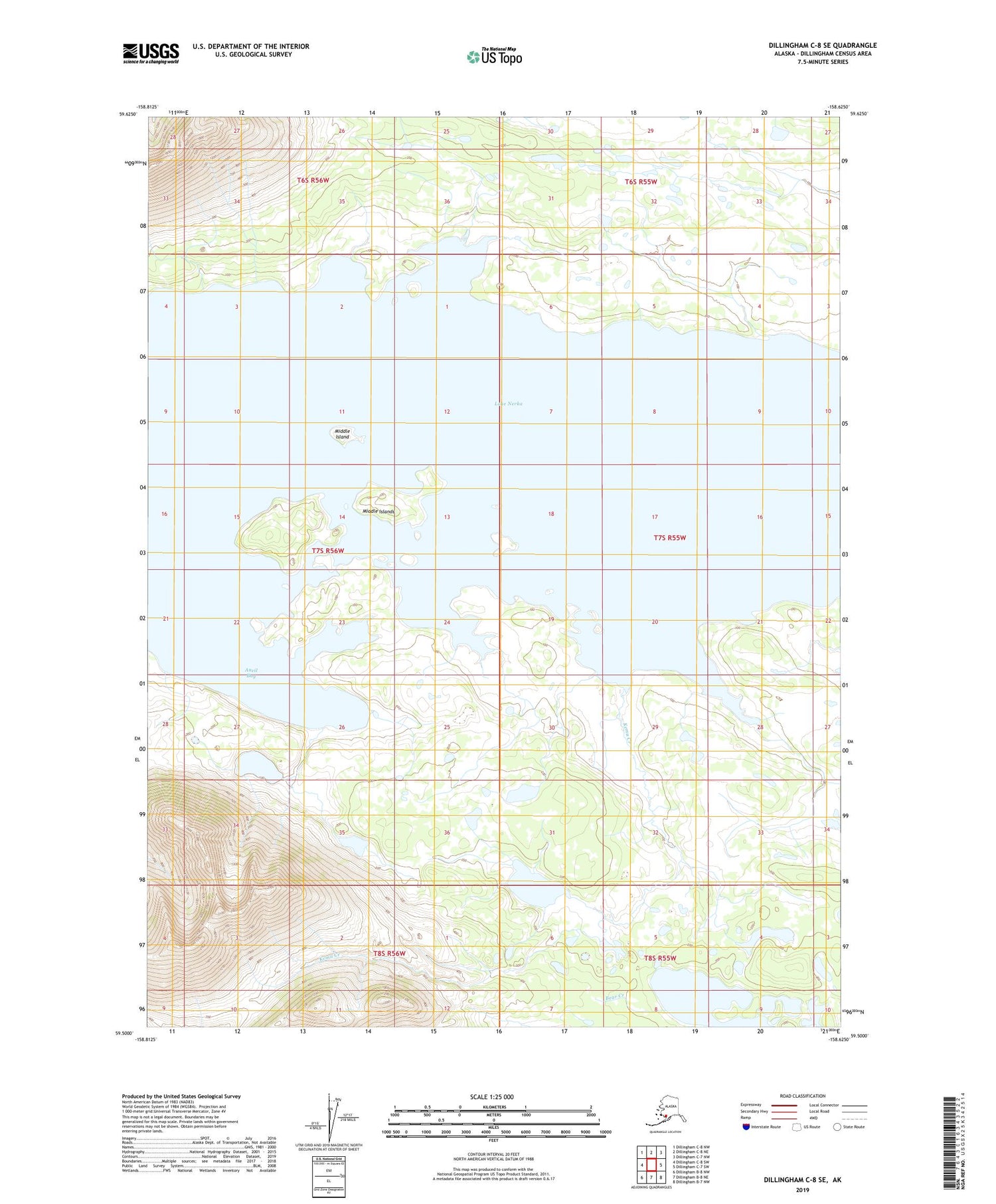 Dillingham C-8 SE Alaska US Topo Map Image