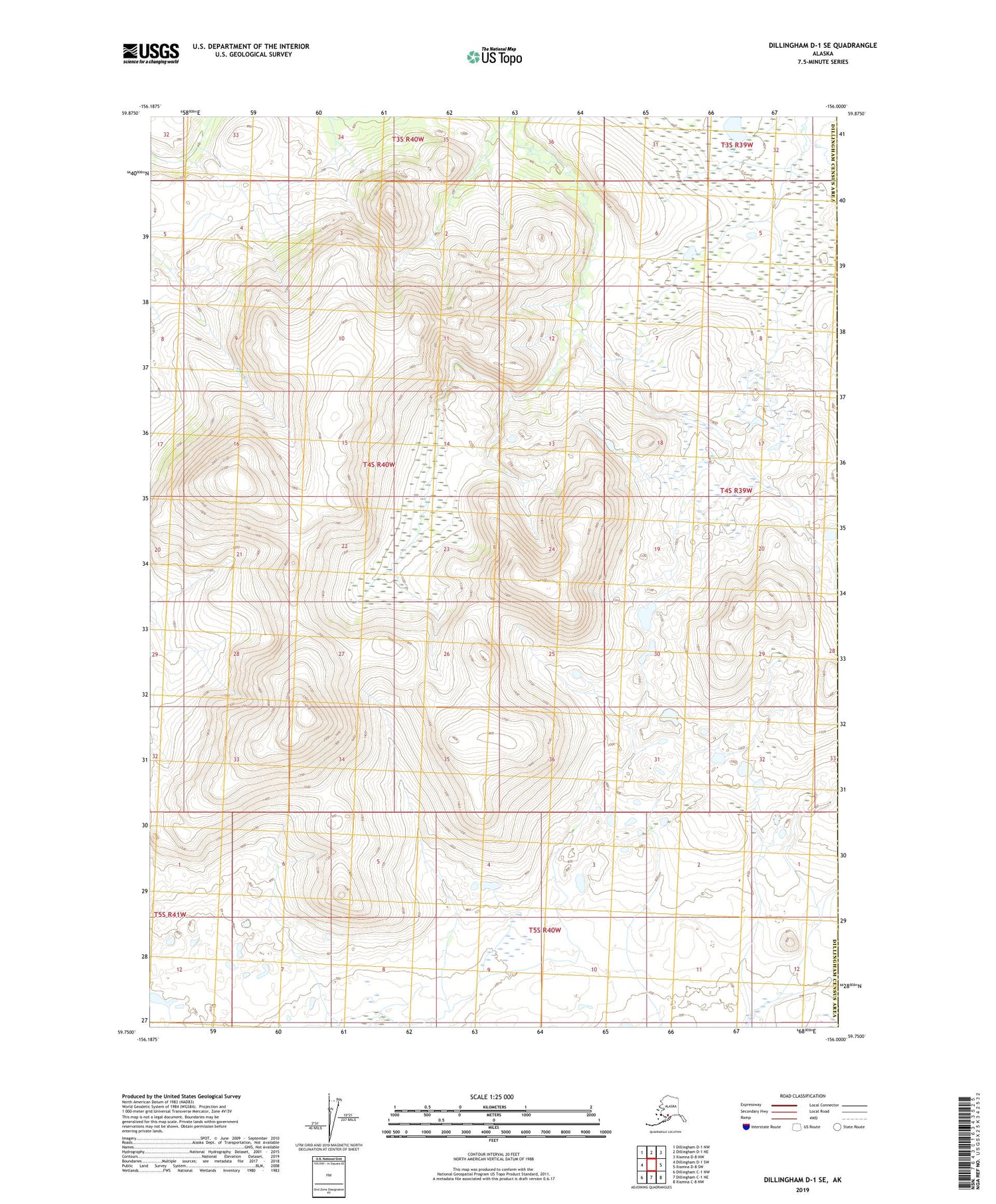 Dillingham D-1 SE Alaska US Topo Map Image