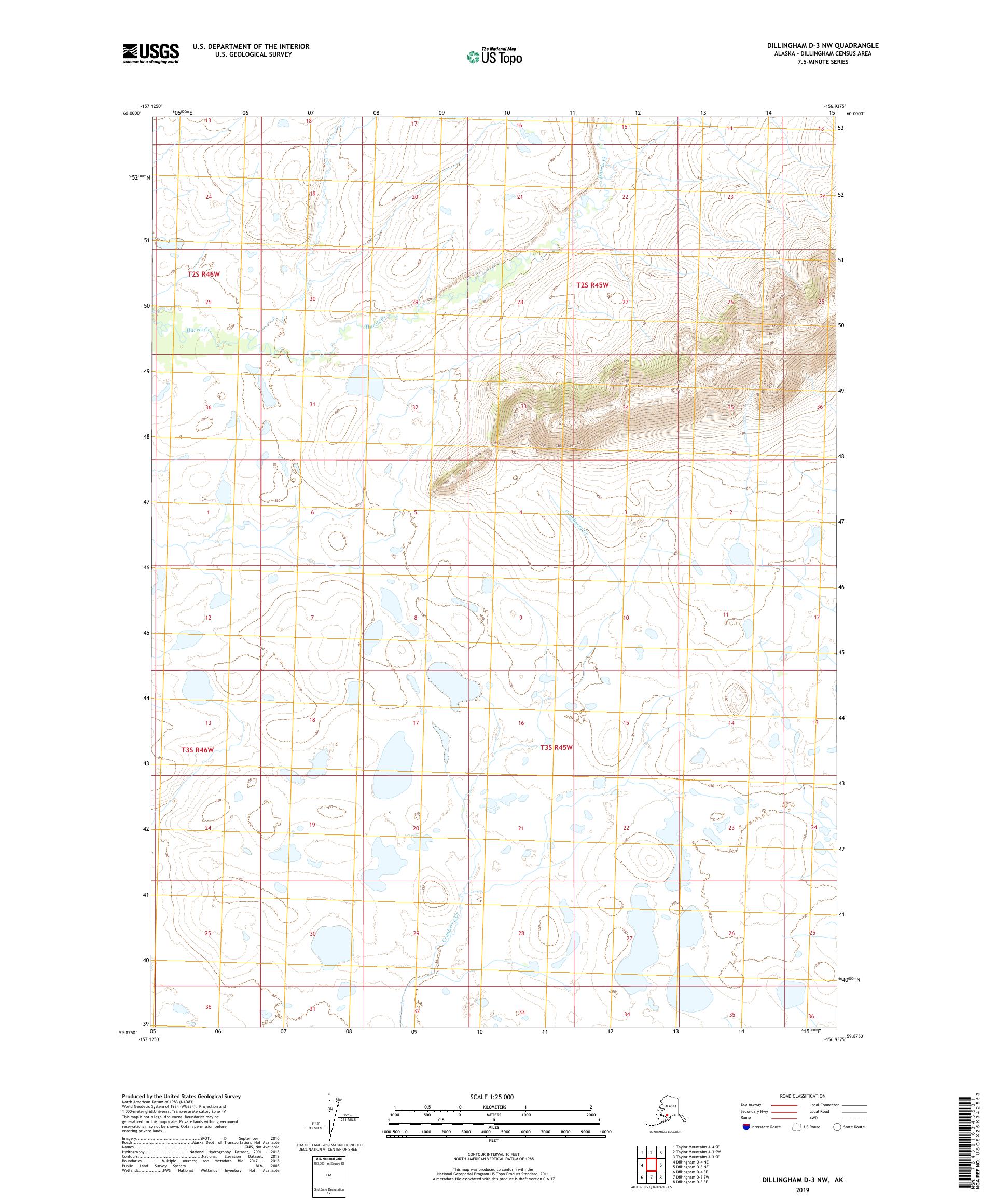 Dillingham D-3 NW Alaska US Topo Map – MyTopo Map Store