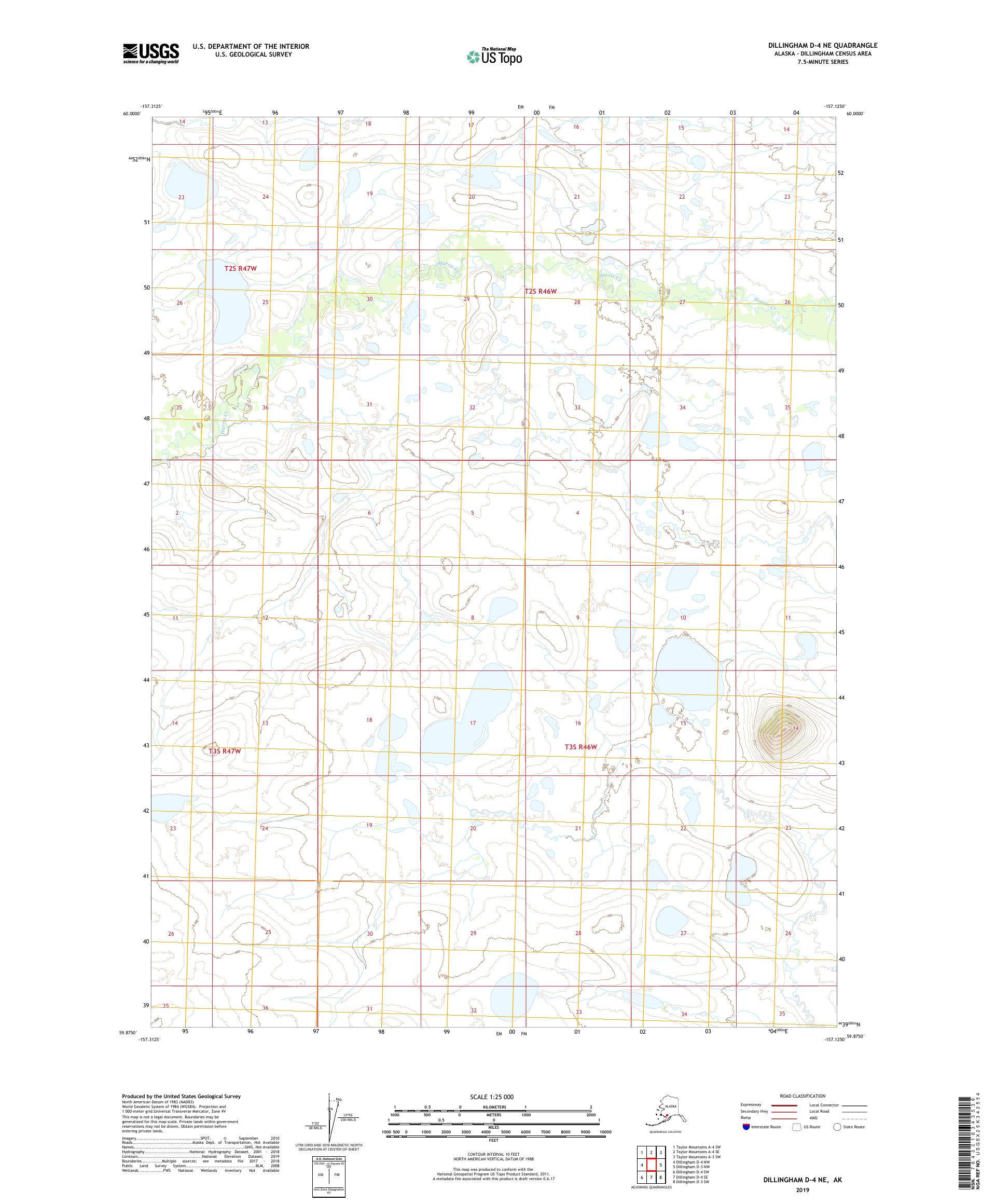 Dillingham D-4 NE Alaska US Topo Map – MyTopo Map Store