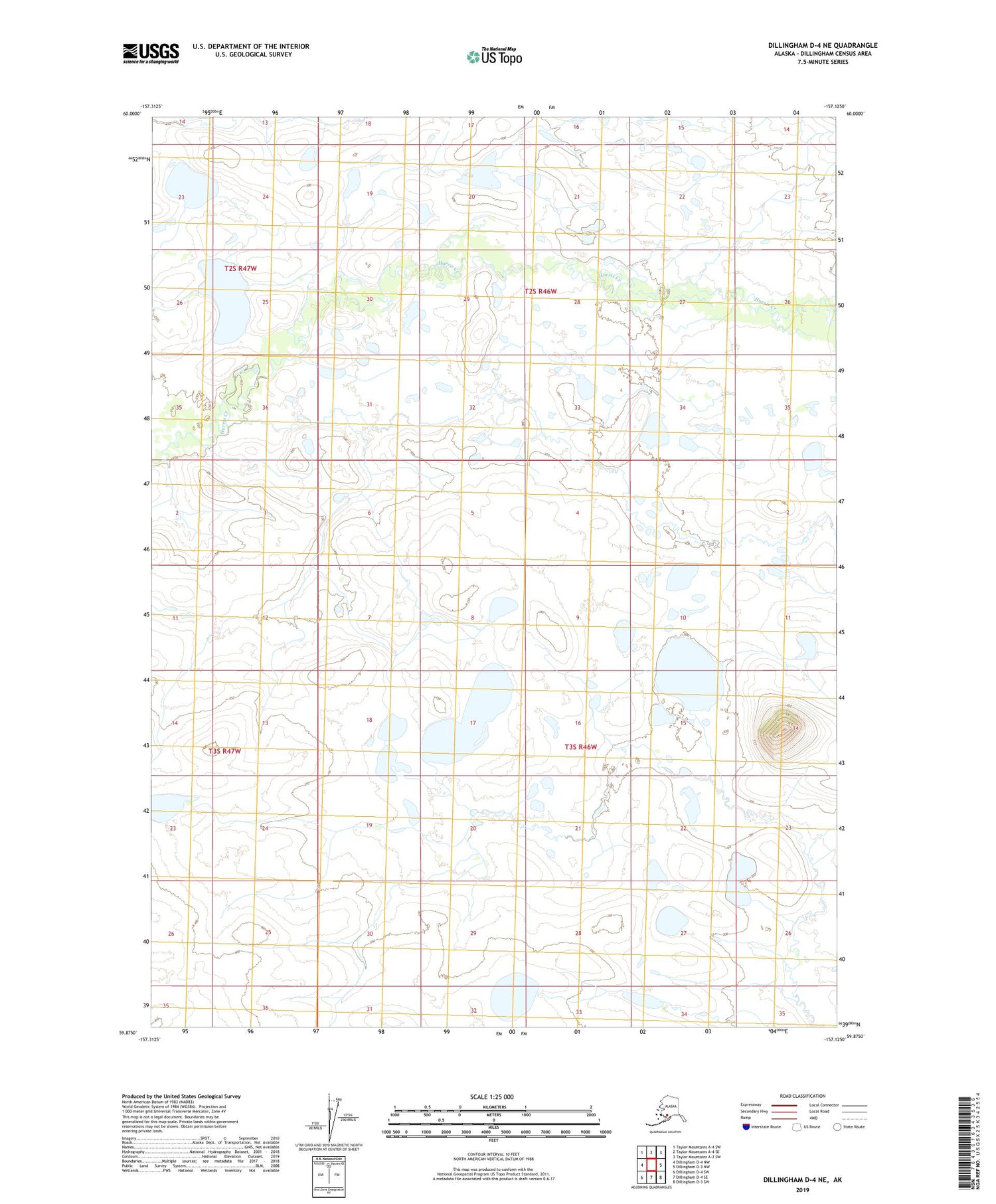 Dillingham D-4 NE Alaska US Topo Map Image