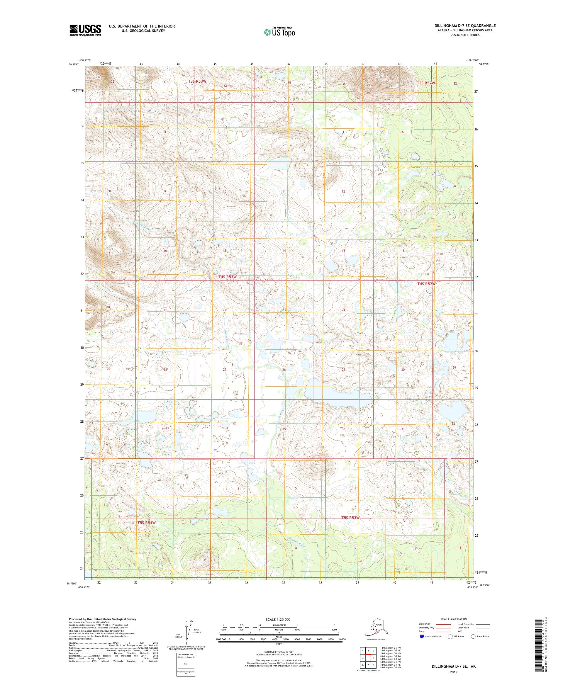 Dillingham D-7 SE Alaska US Topo Map – MyTopo Map Store