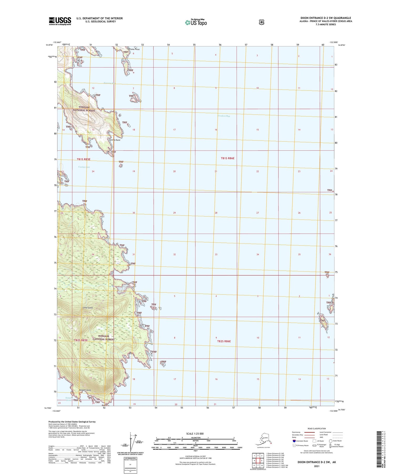Dixon Entrance D-2 SW Alaska US Topo Map Image