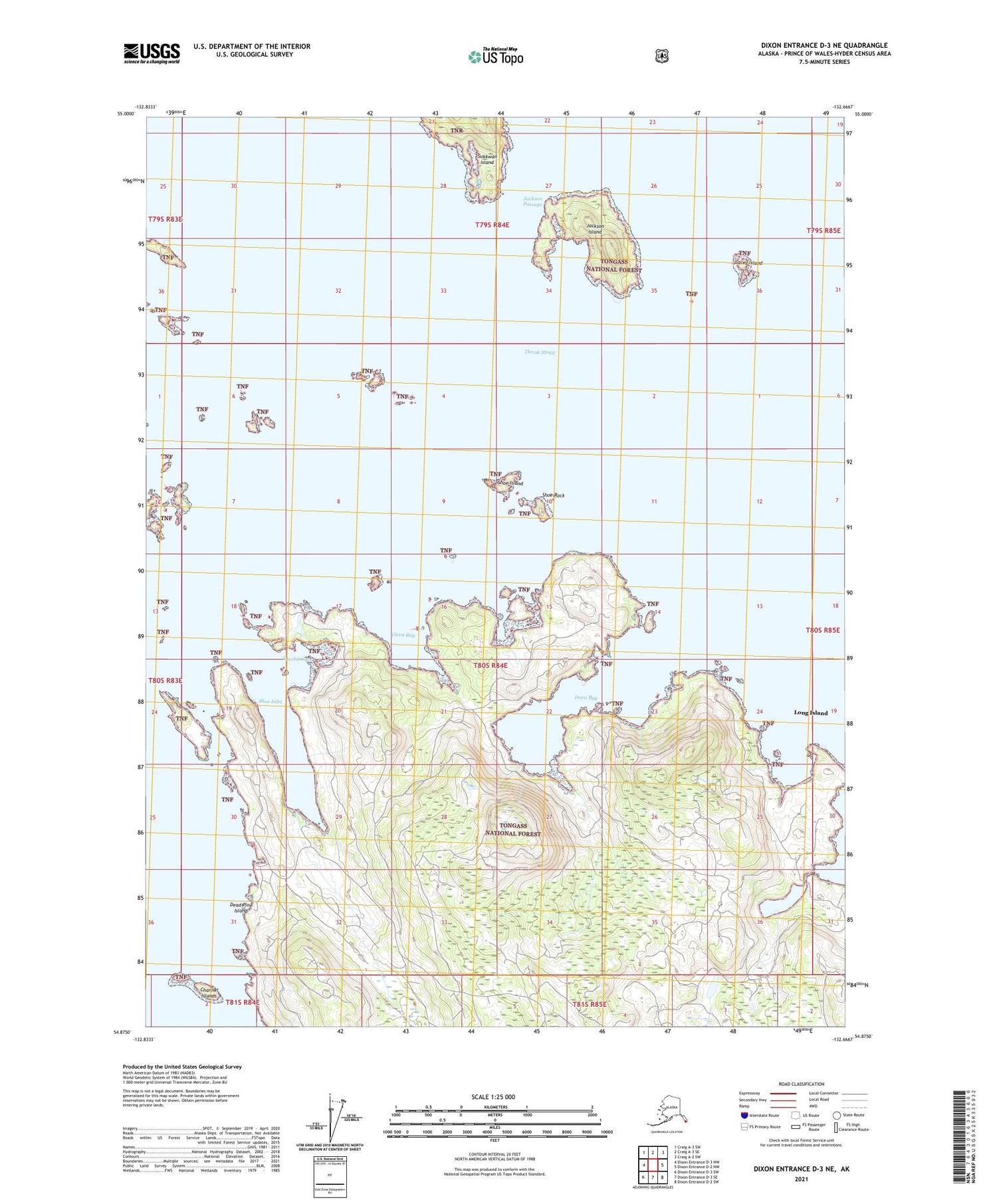 Dixon Entrance D-3 NE Alaska US Topo Map Image